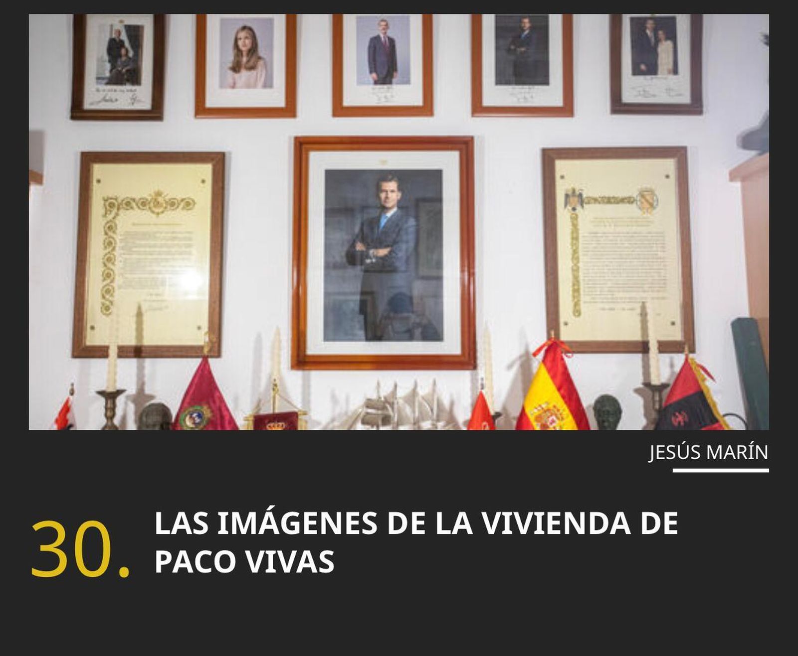 La bandera de Falange en la casa de Paco Vivas