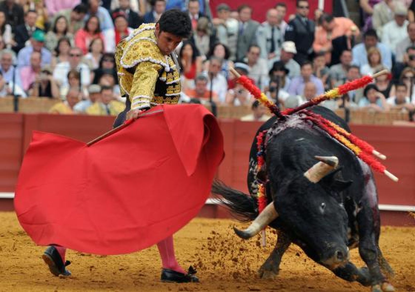 El Fandi rozó el triunfo ante Manuel Díaz 'El Cordobés' y Francisco Rivera Ordóñez. Discreta corrida en la que se torearon astados de la ganadería de Torrestrella. 

Foto: Manuel Gómez