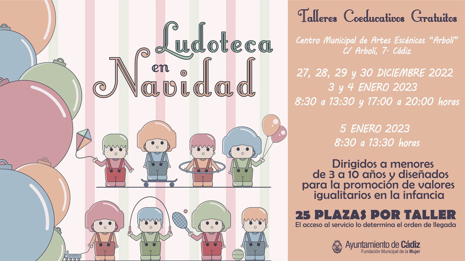 El cartel de la ludoteca de la Fundación de la Mujer.