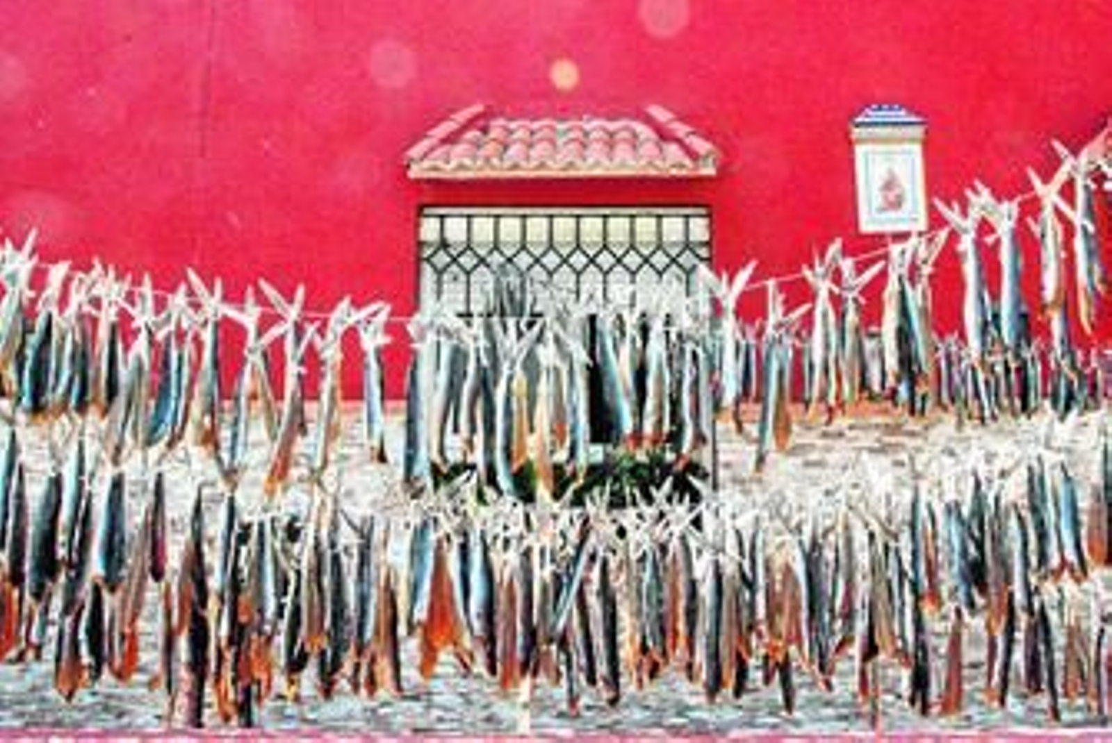 'Volaores' se secan al sol en la casa de un particular, en el barrio de La Atunara.