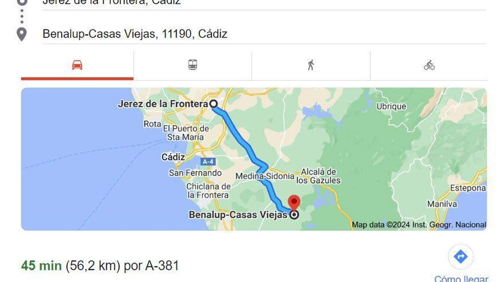 Distancia Jerez - Benalup. Distancia Jerez - Benalup.