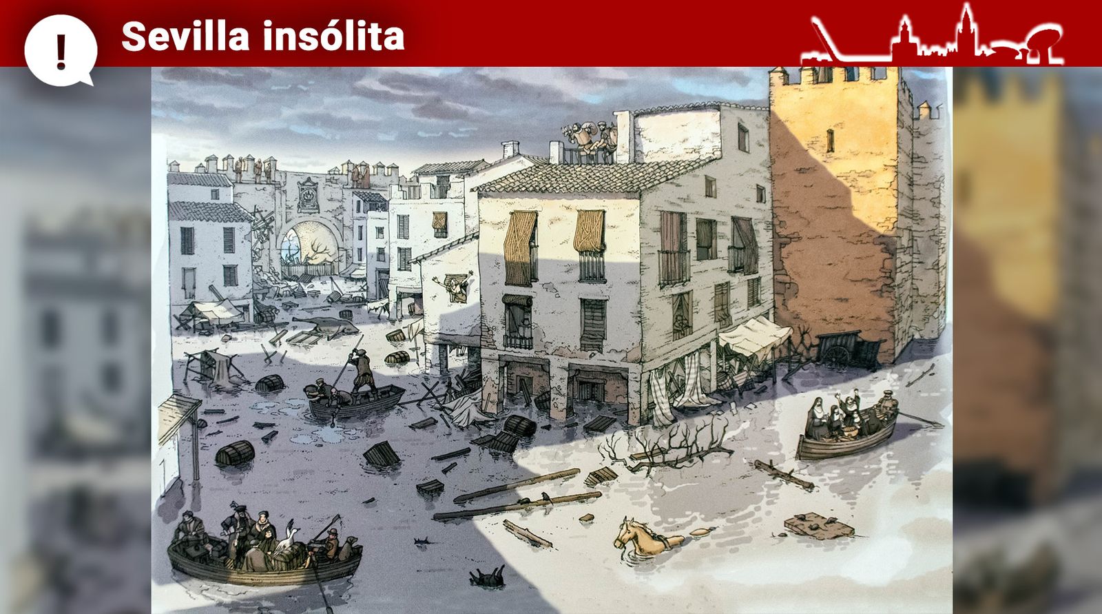 Recreación de la inundación de Sevilla hace ahora cuatro siglos.