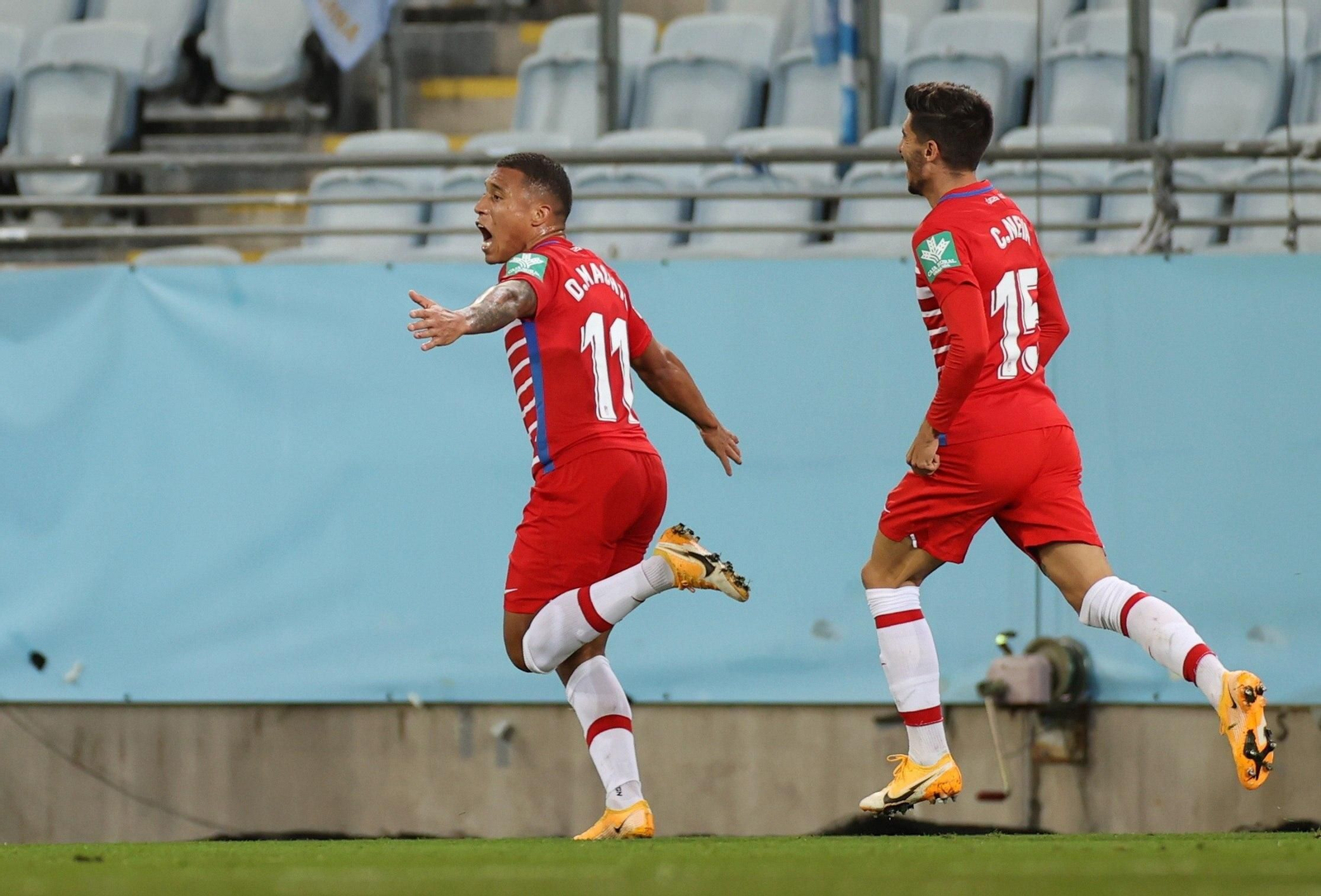 Darwin Machís celebra el gol que abrió el marcador en Malmoe.