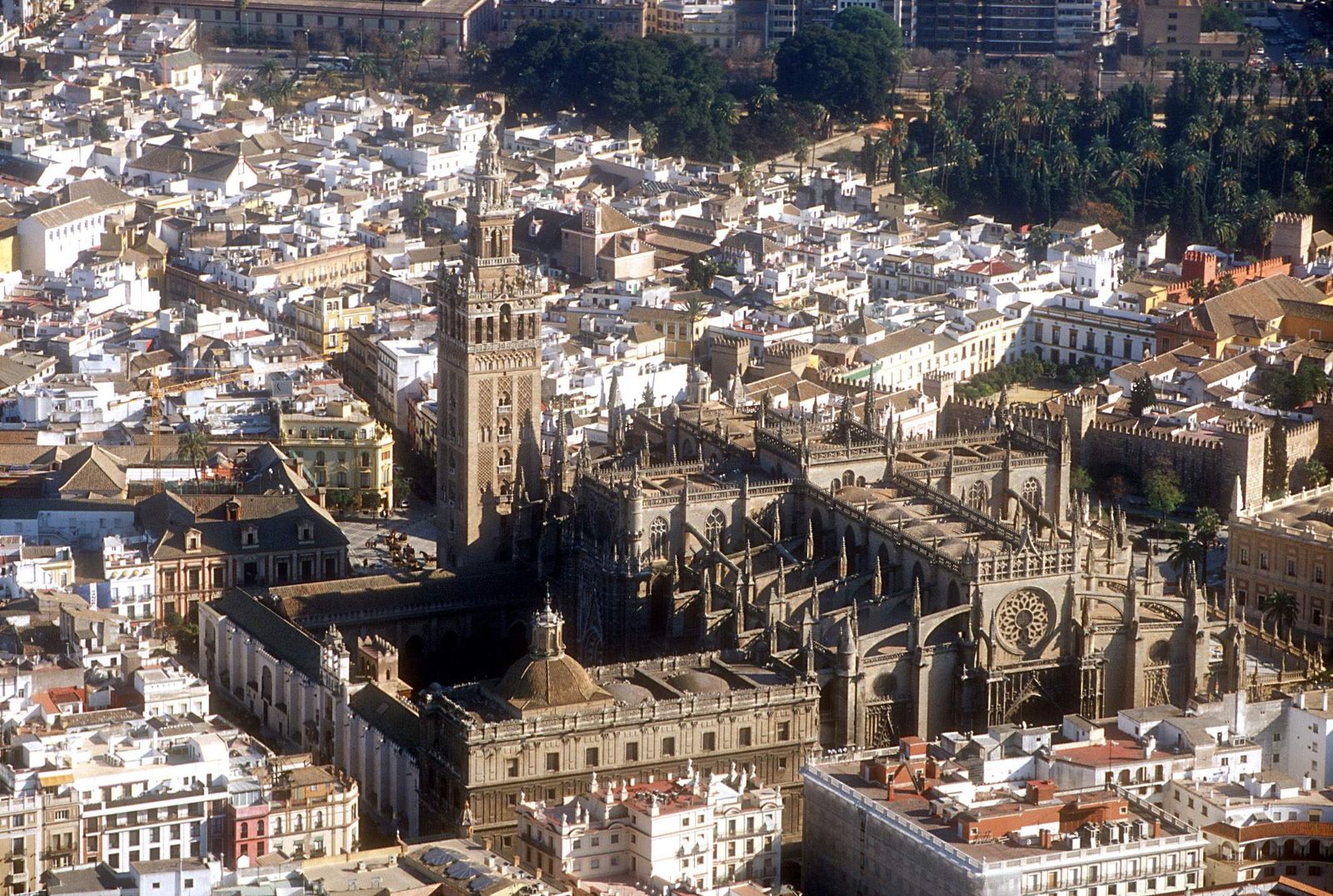 Vista aérea de la zona monumentan de Sevilla.