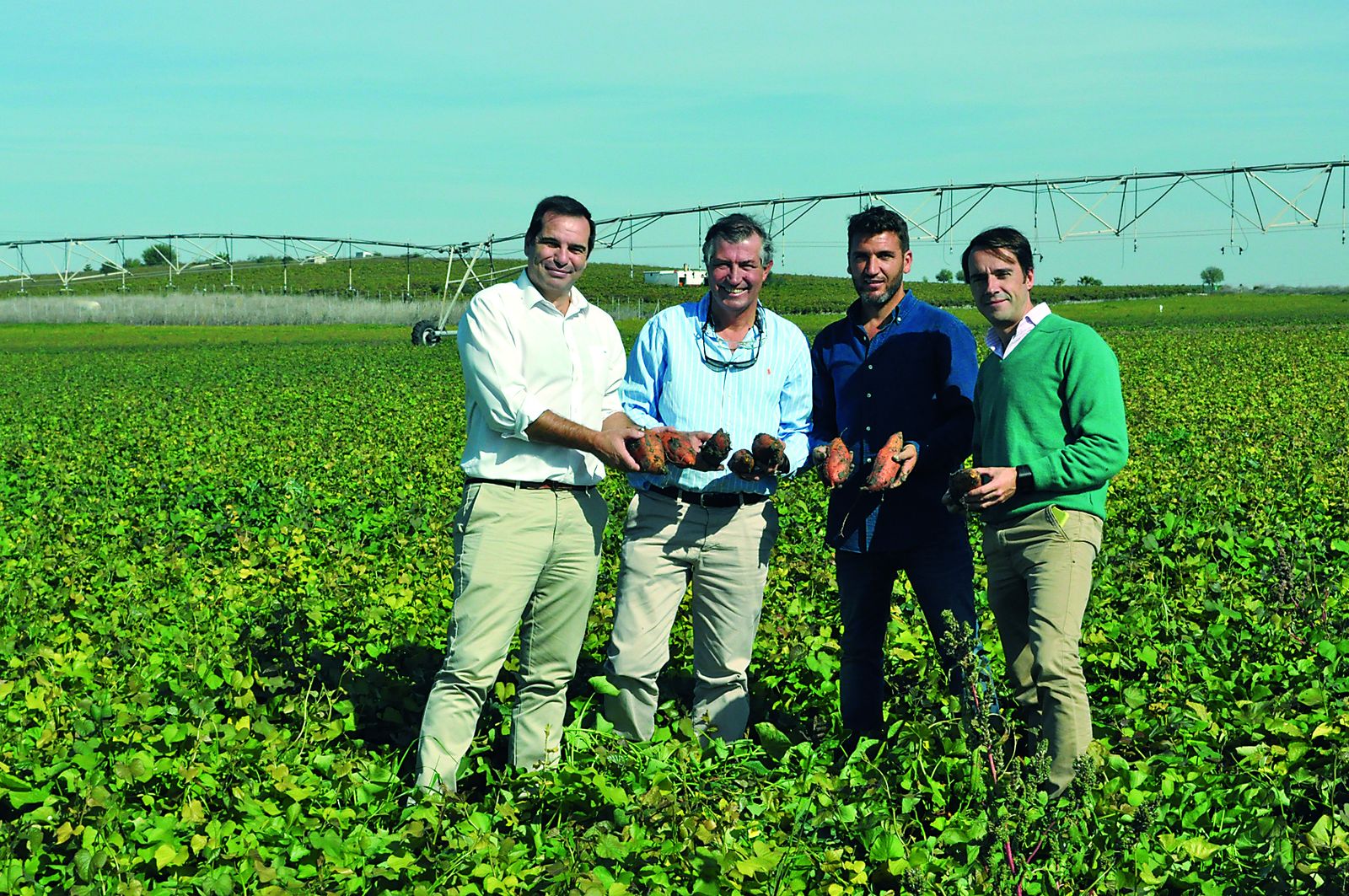 Pedro Gallardo, Antonio de León, Javier Castellano y Luis Ramírez en la finca La Cañada de Sanlúcar.