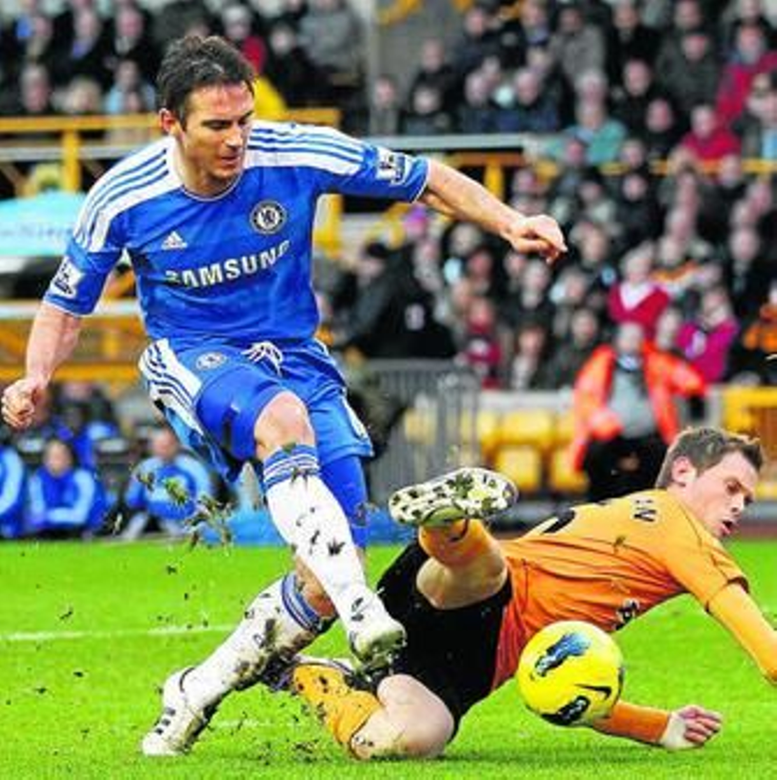 Stearman se lanza a los pies de Lampard, autor del gol del triunfo en los estertores del partido.