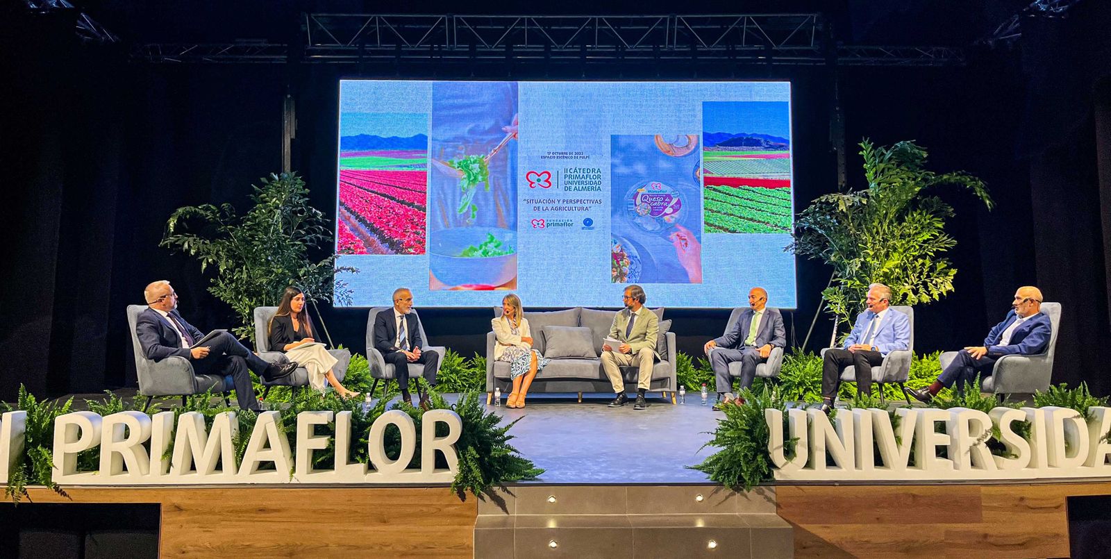 Eduardo Córdoba (Primaflor), Bárbara Calvaresi (AECOC), Miguel López (Primaflor), Rosa Gallardo (ETSIAM), el presentador David Baños, José Luis Molina (Hispate), Diego Valera (UAL) y  José Luiz Izquierdo (Grupo Euromadi)