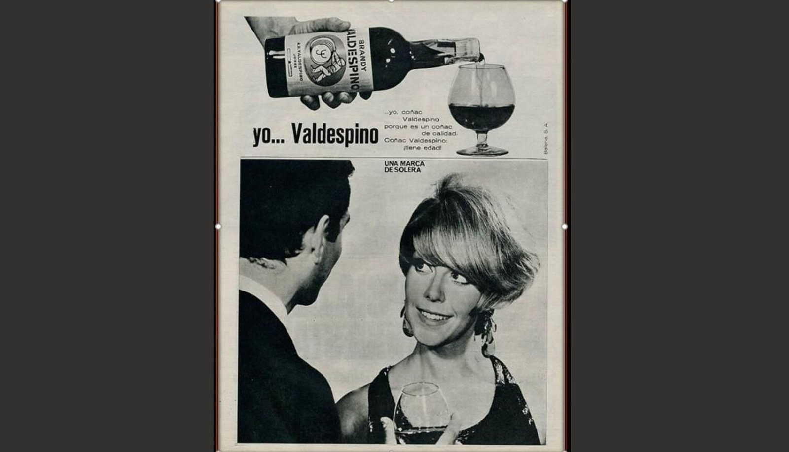 Teresa Gimpera en un anuncio del brandy de Valdespino Teresa Gimpera en un anuncio del brandy de Valdespino