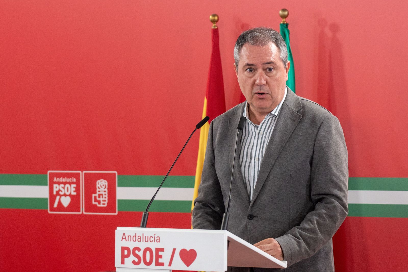El secretario general del PSOE-A, Juan Espadas, en una comparecencia esta semana.