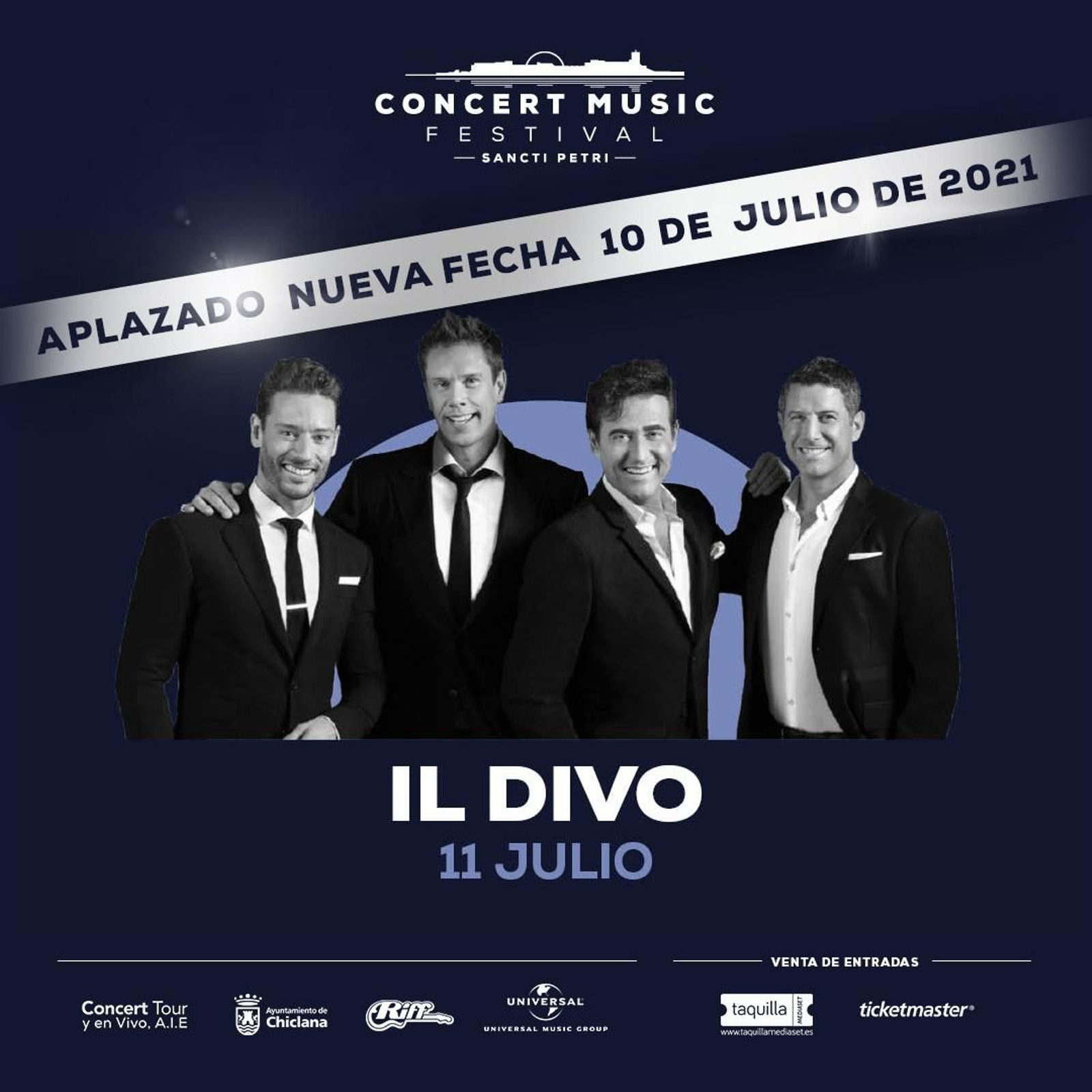 Il Divo traslada su concierto en Sancti Petri al 10 de julio de 2021 Il Divo traslada su concierto en Sancti Petri al 10 de julio de 2021