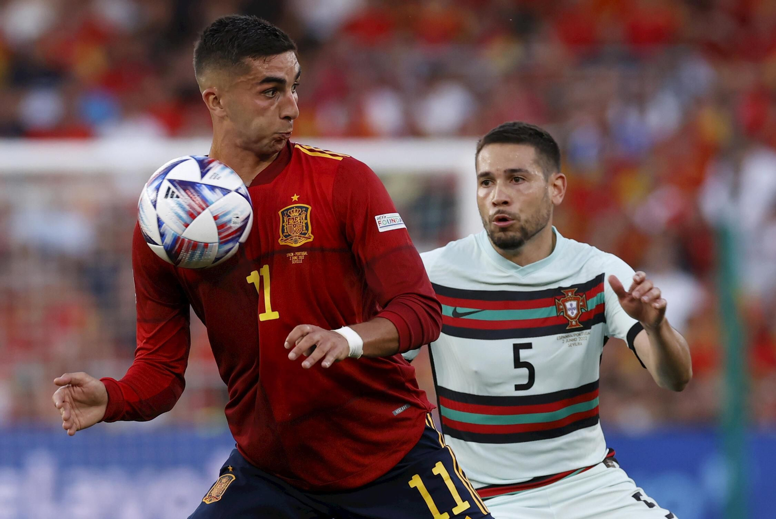 Ferran Torres y Guerreiro, en el España-Portugal.