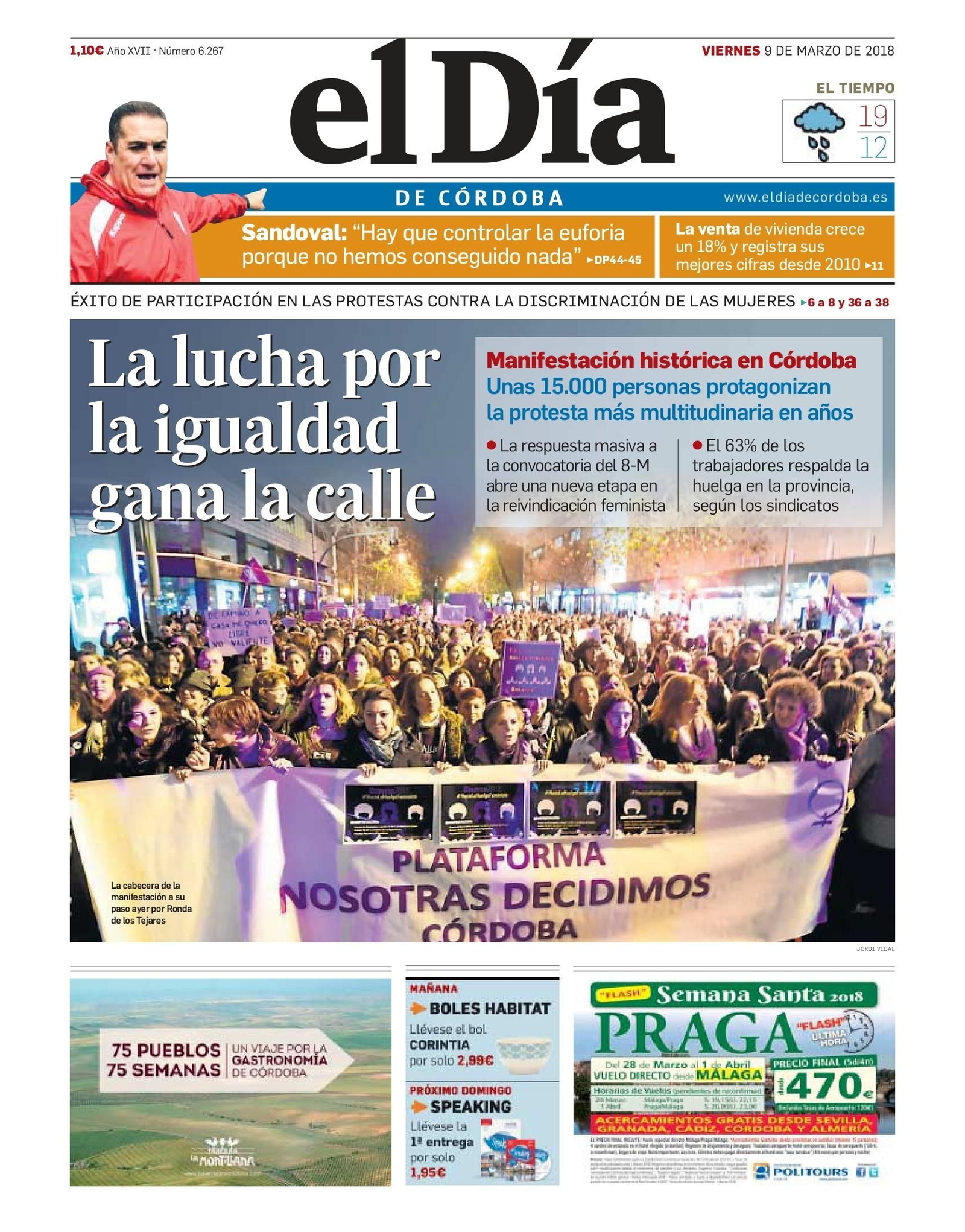 Portada de 'el Día' del 9 de marzo de 2018.