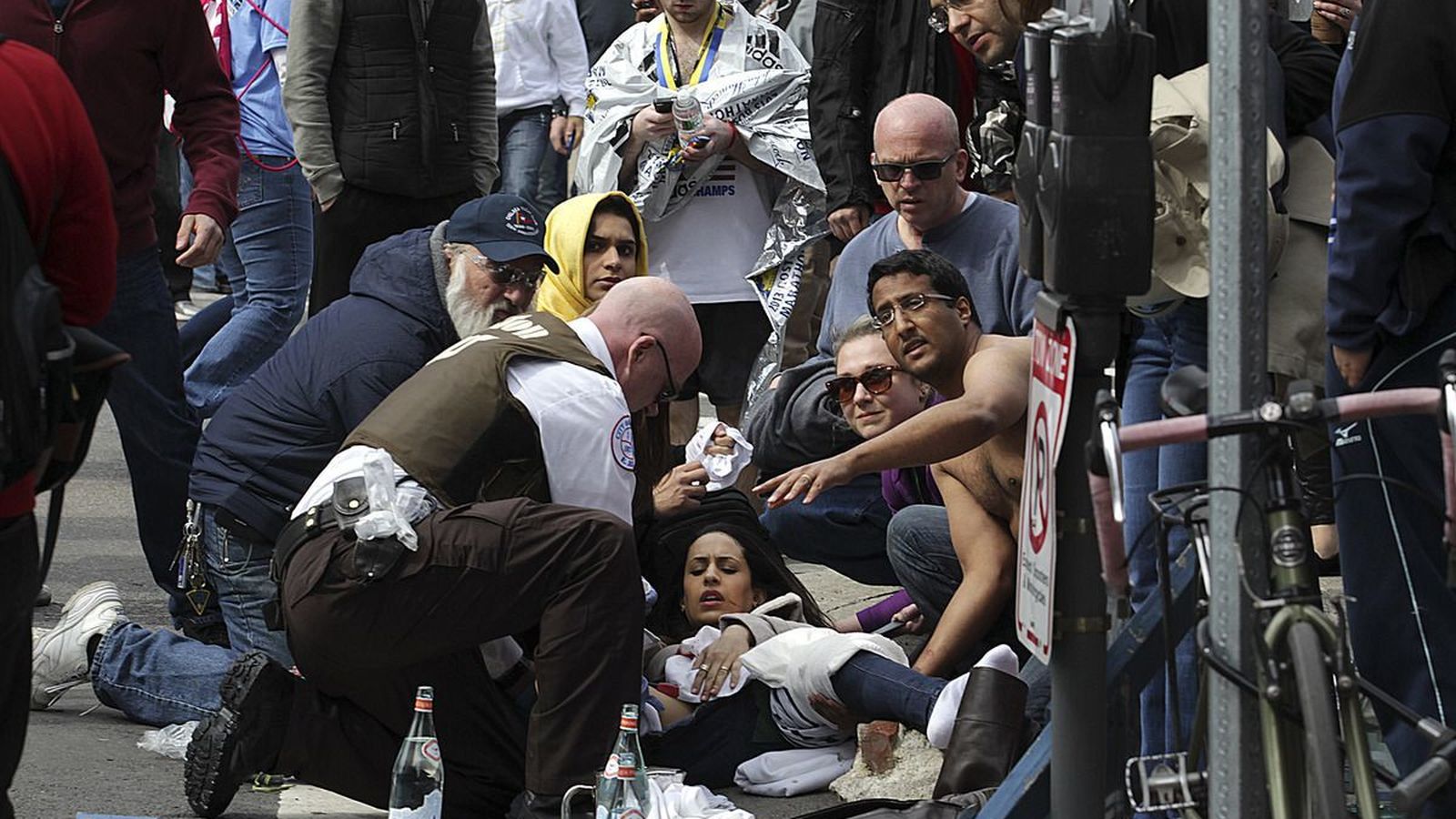 Algunos de los heridos tras el atentado en al Maratón de Boston.