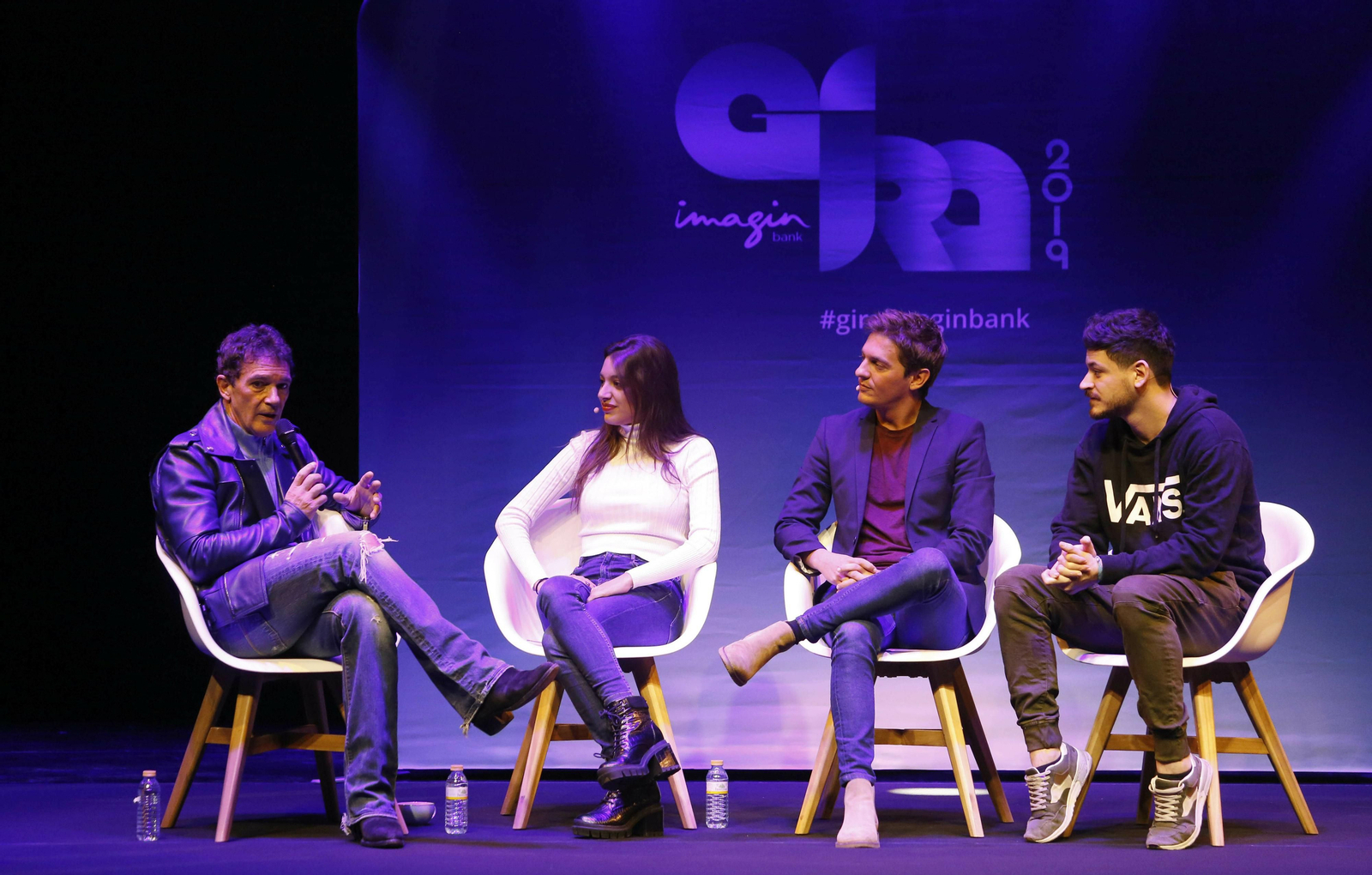 Antonio Banderas, Ana Guerra, Xavi Martínez y Luis Cepeda en el Teatro del Soho.