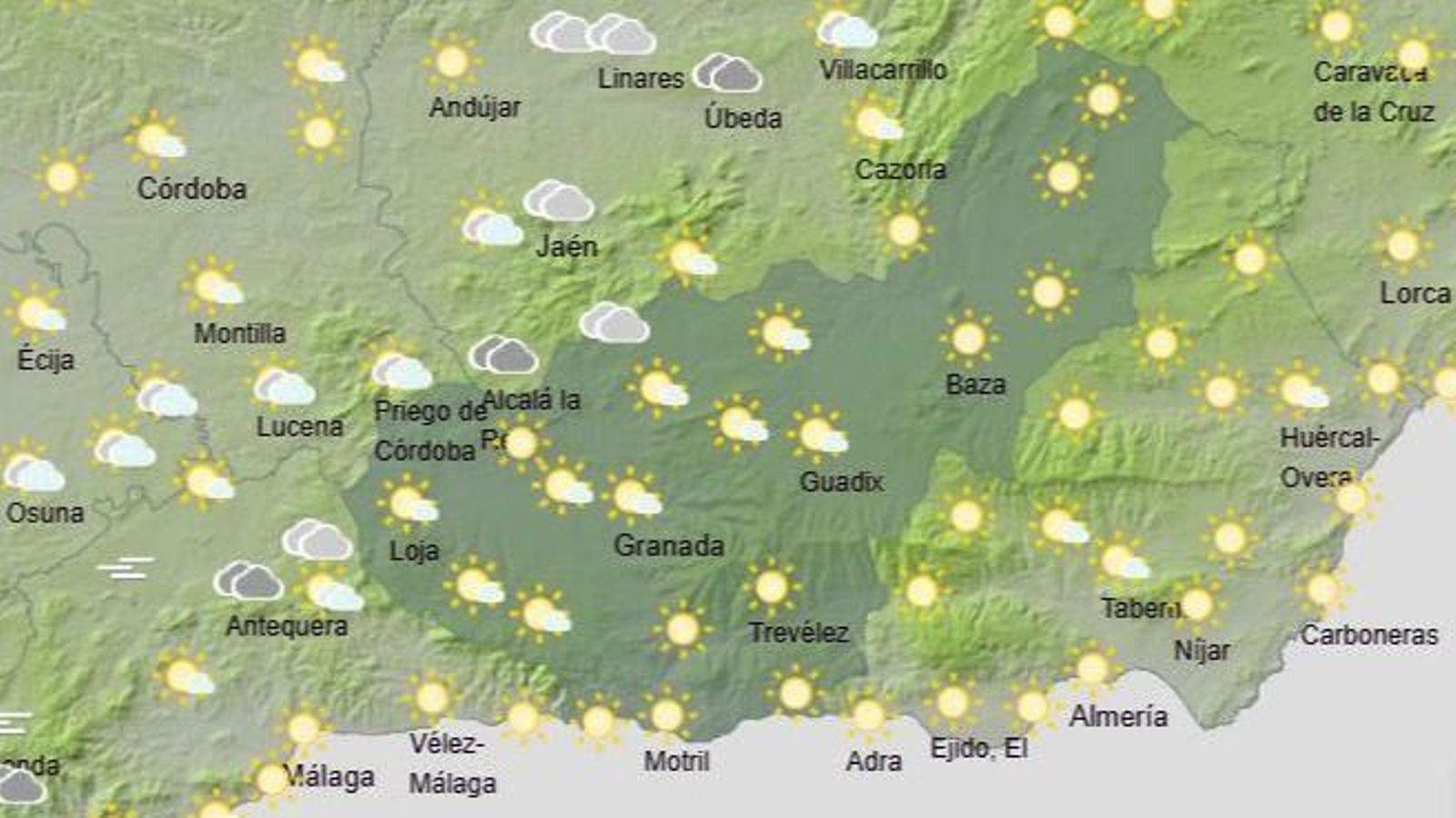 El Tiempo en Granada el primer domingo de noviembre de 2025