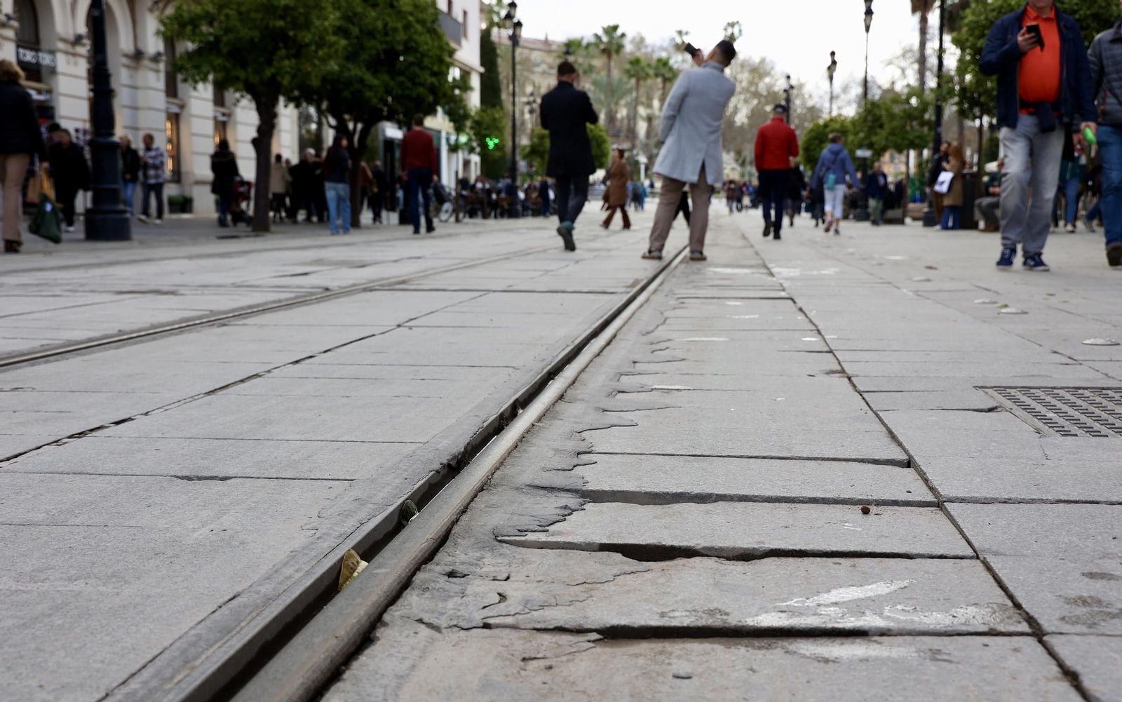 Mal estado del pavimento en la Avenida de la Constitución