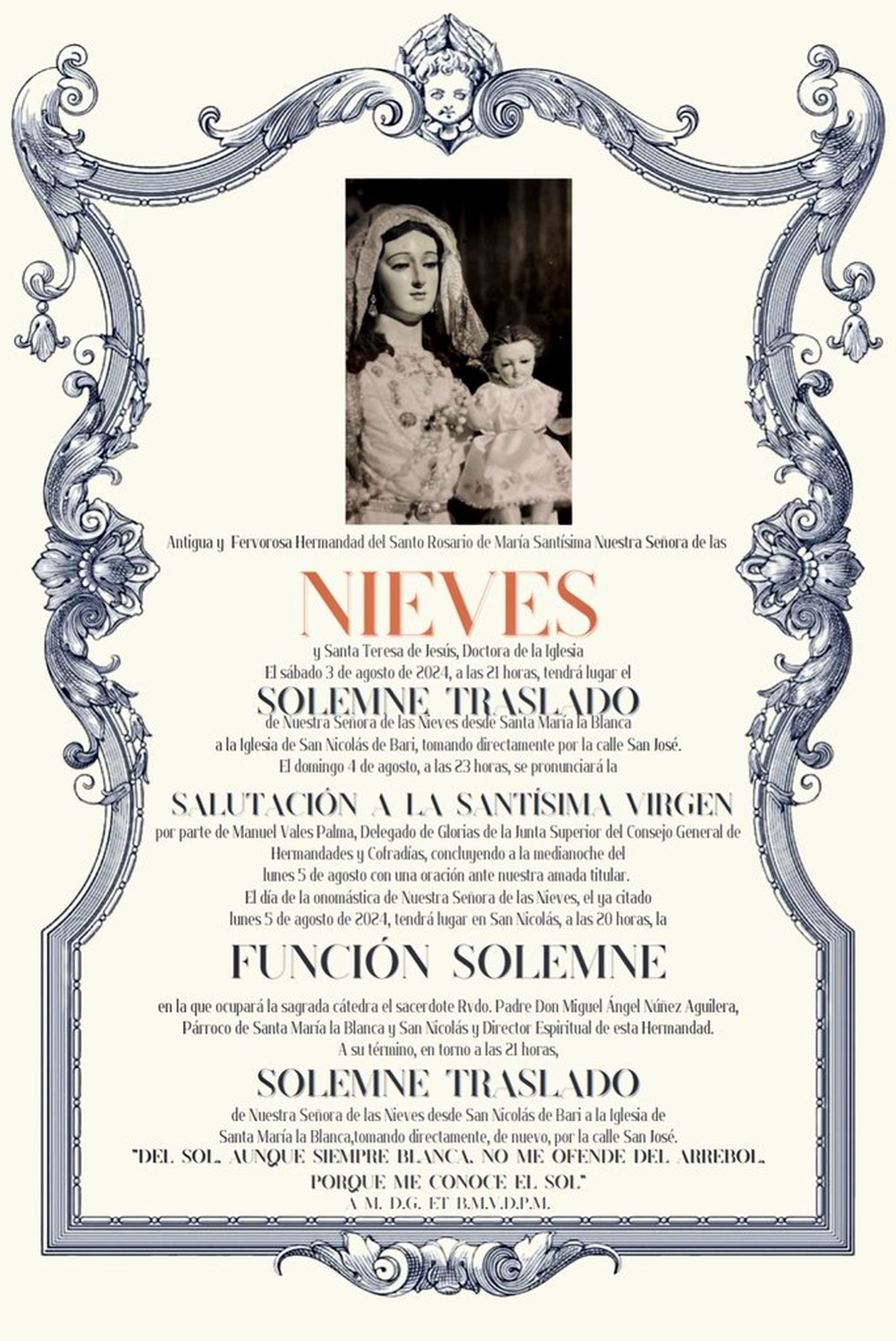 Cartel de los cultos a la Virgen de los Reyes