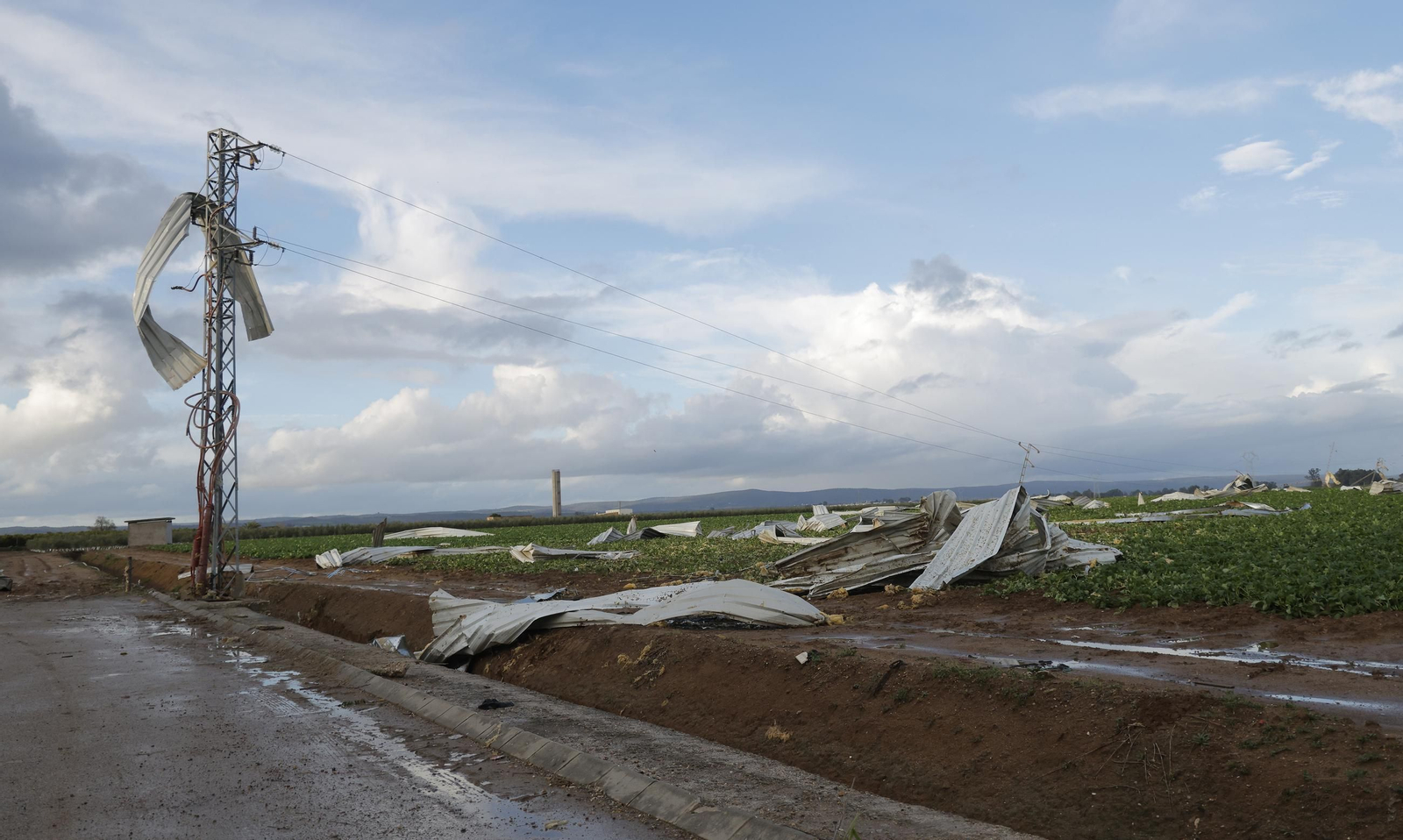 Las fotos del paso de un tornado por Alcalá del Río