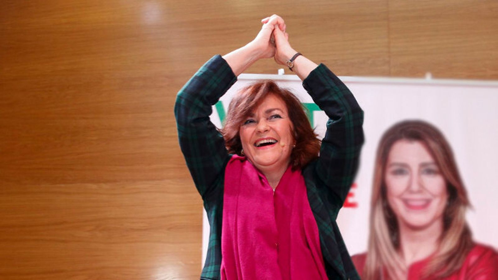 Carmen Calvo, celebrando.