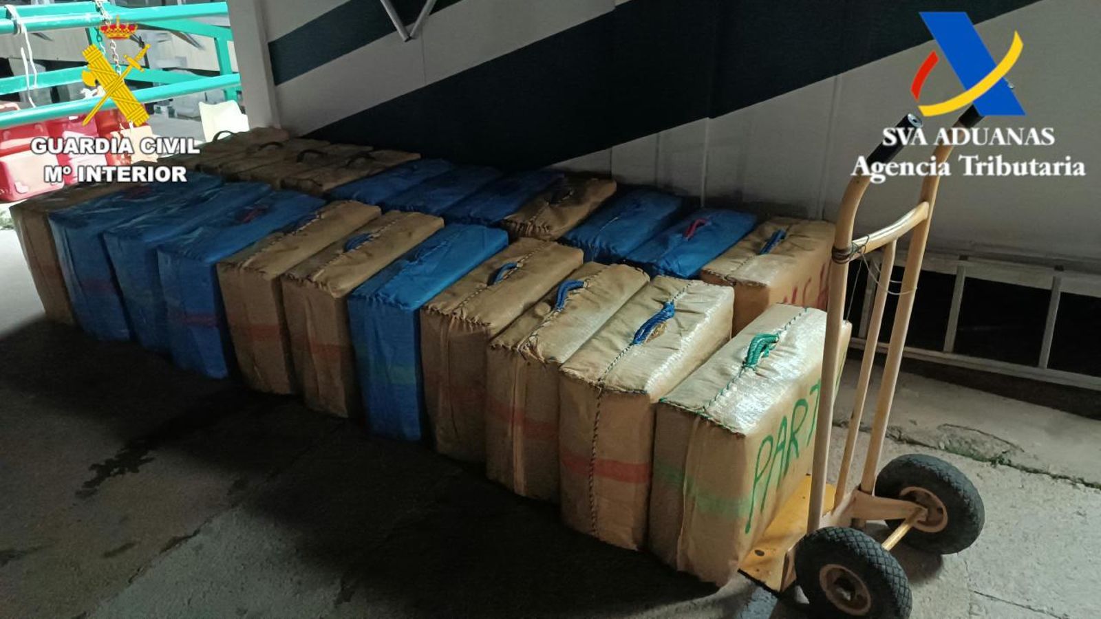 Los 1.800 kilos de hachís intervenidos en Motril