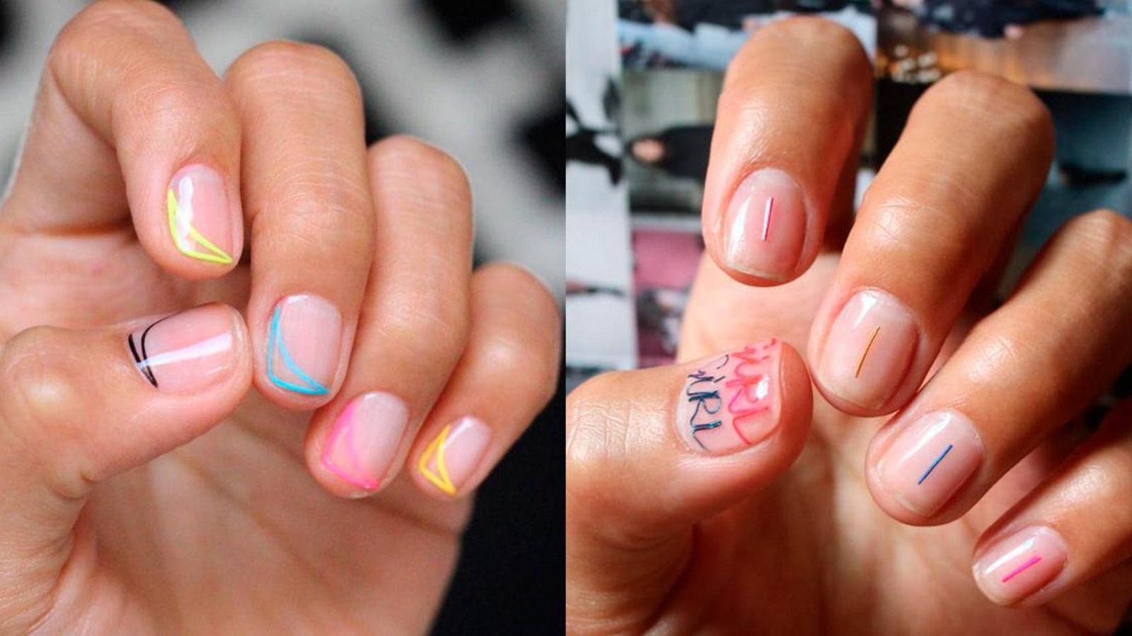 Uñas arty con base transparente.