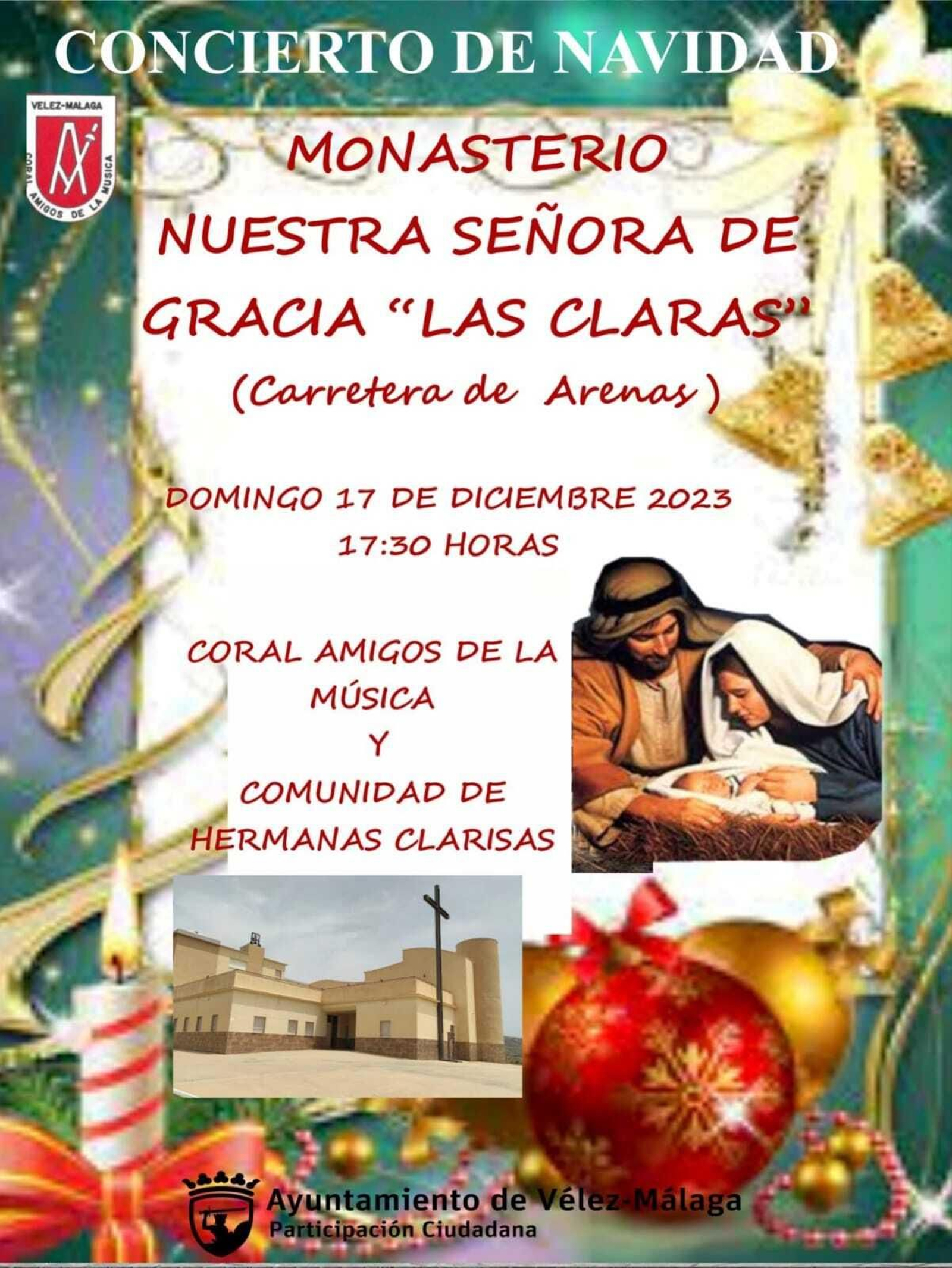 Cartel del concierto de Navidad en el Monasterio Nuestra Señora de Gracia 'Las Claras'