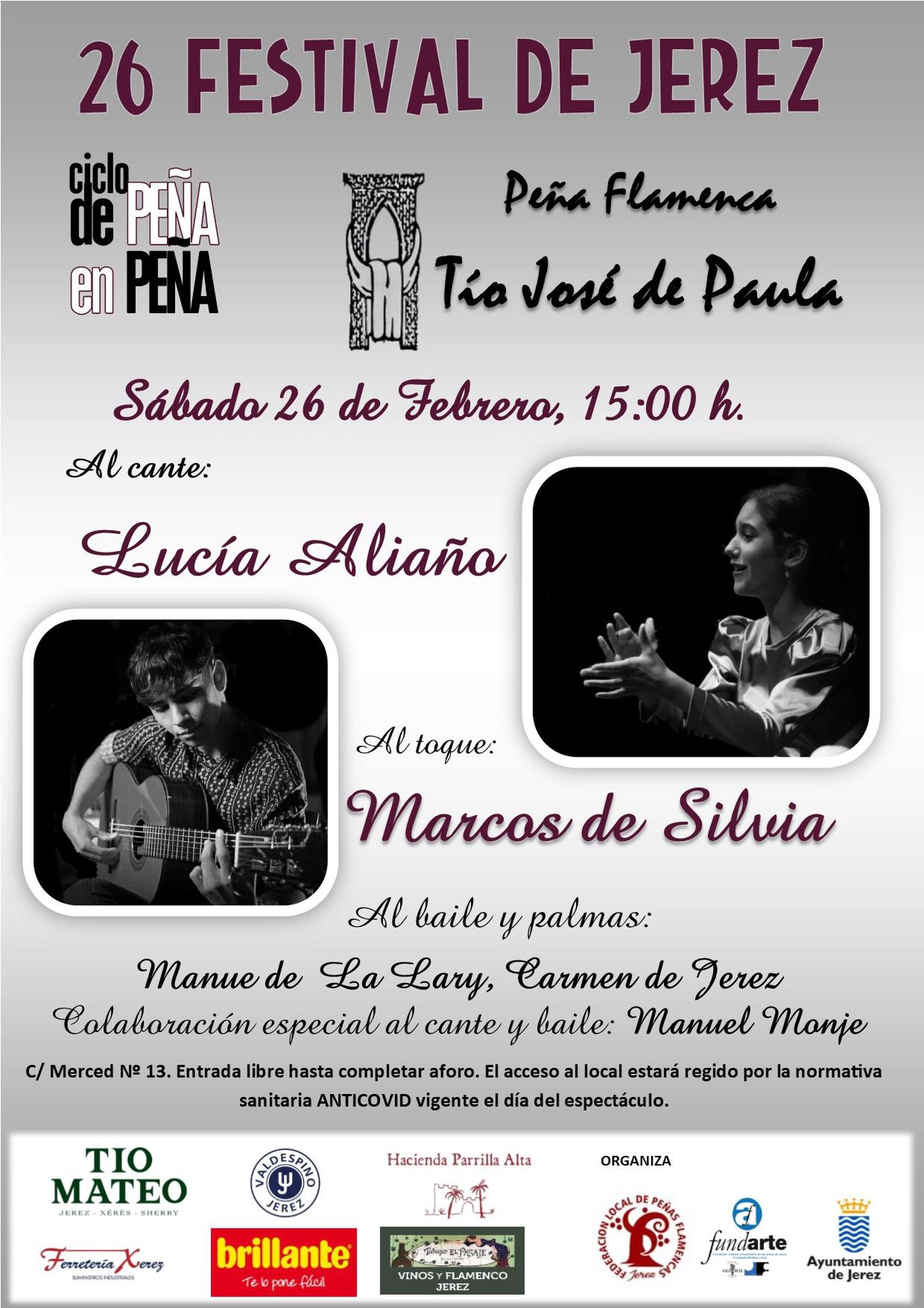 Cartel de la actuación de Lucía Aliaño y Marcos de Silvia