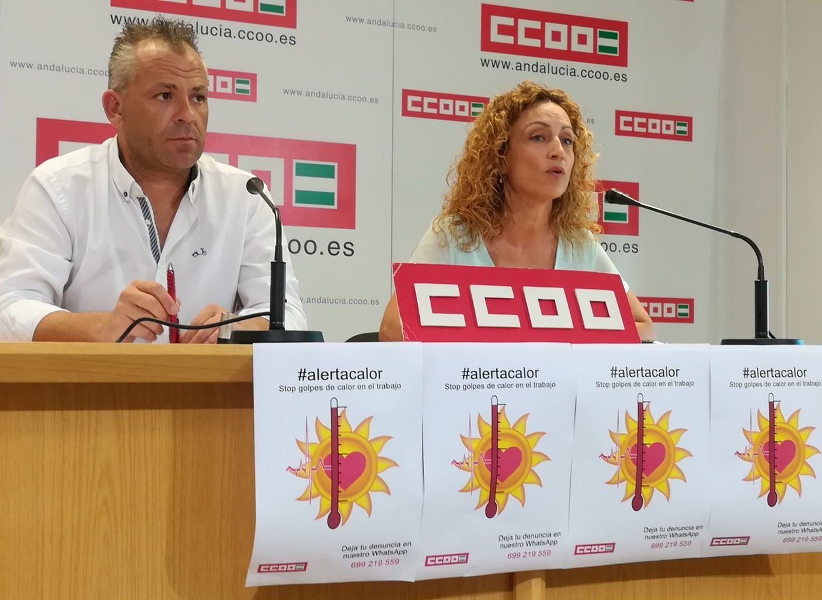 Representantes de CCOO en un momento de la rueda de prensa