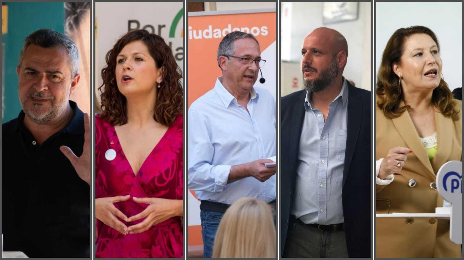 Candidatos de PSOE, Por Andalucía, Ciudadanos, Vox y PP de Almería.