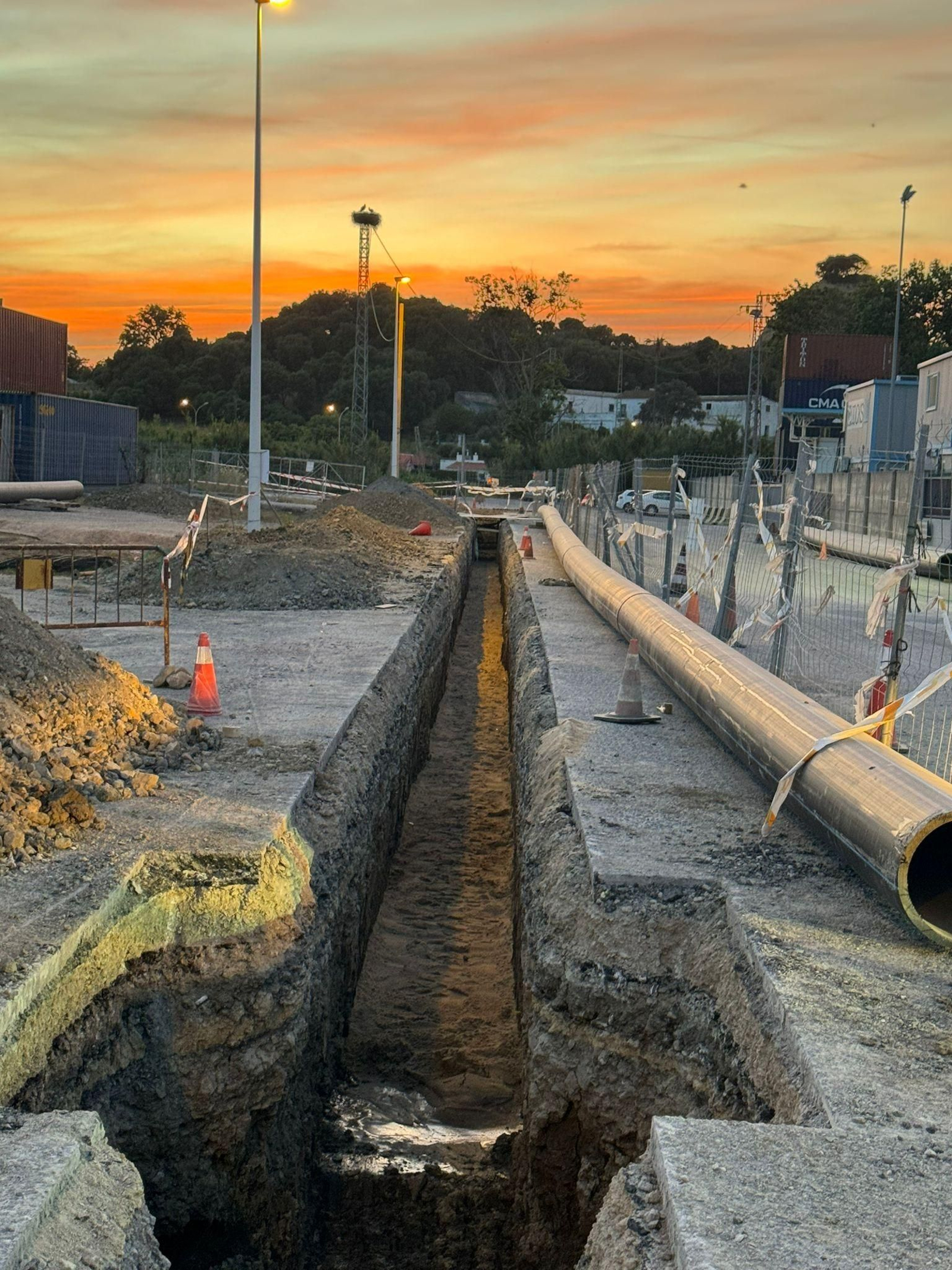 Las obras de sustitución de la tubería.