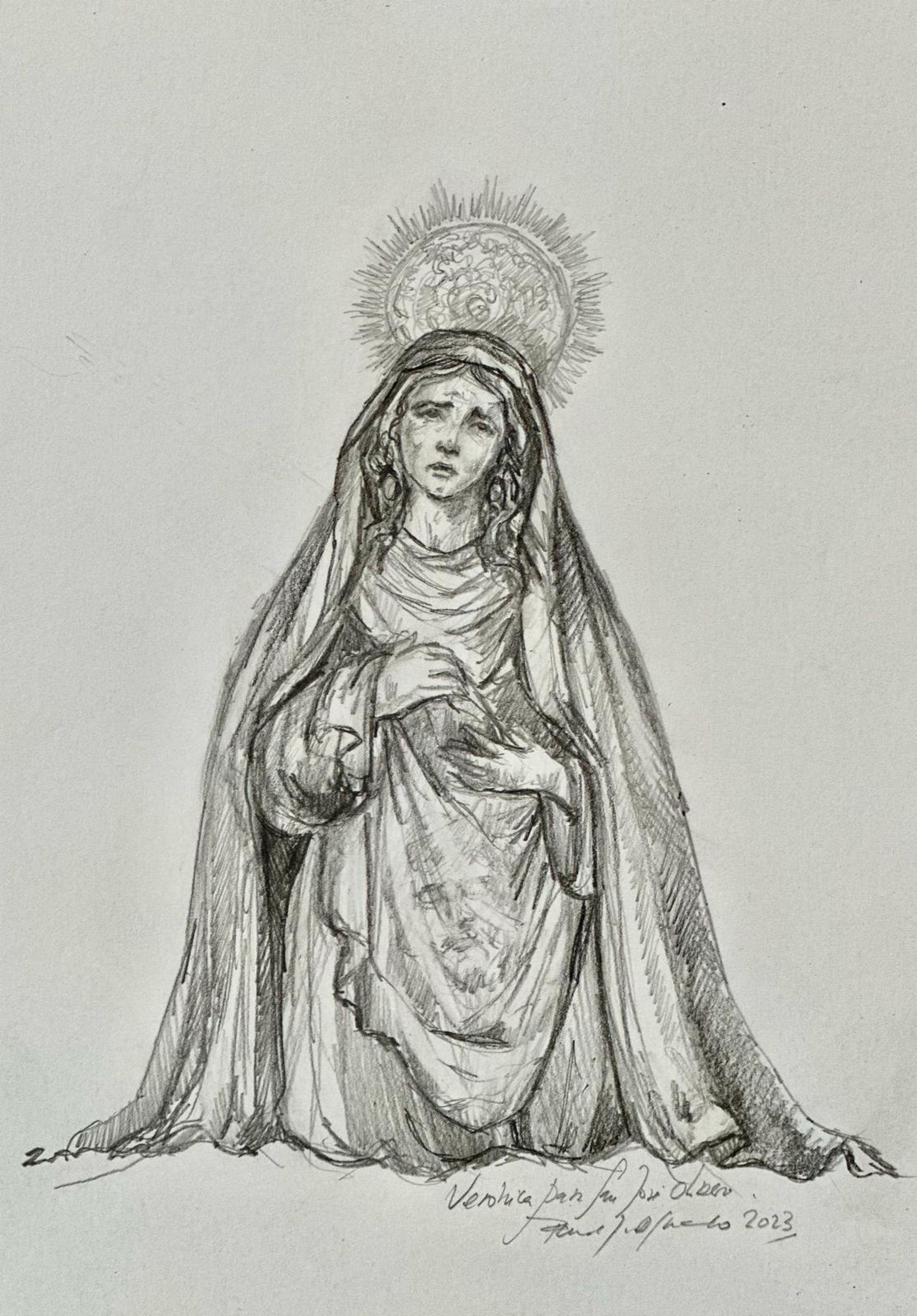 Boceto de la Verónica que acompañará al Señor de la Caridad