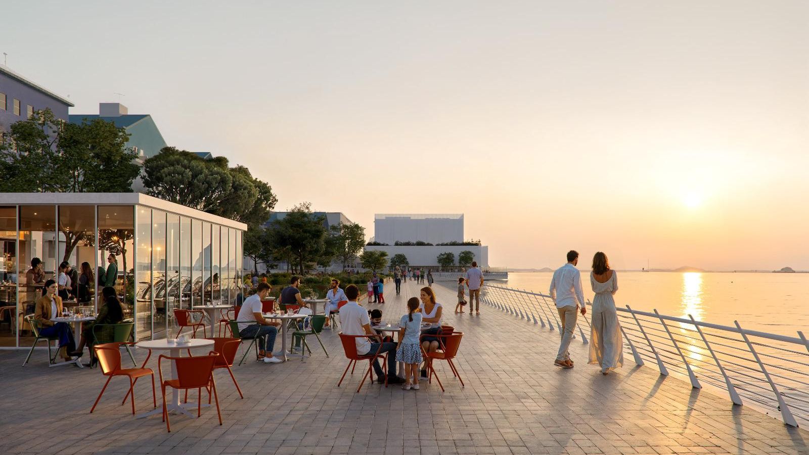 La zona de esparcimiento proyectada frente al macrocentro de datos.