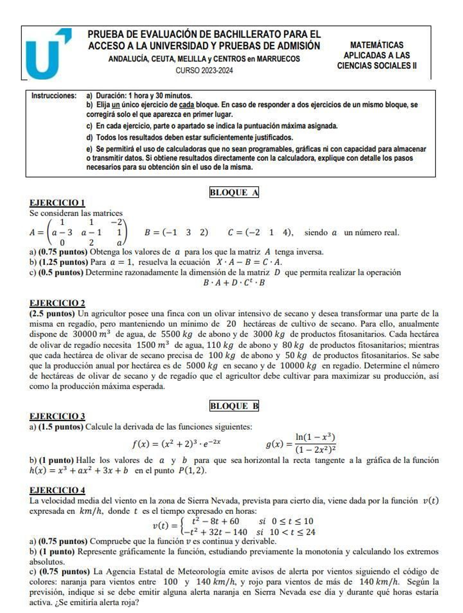 Bloques A y B del examen