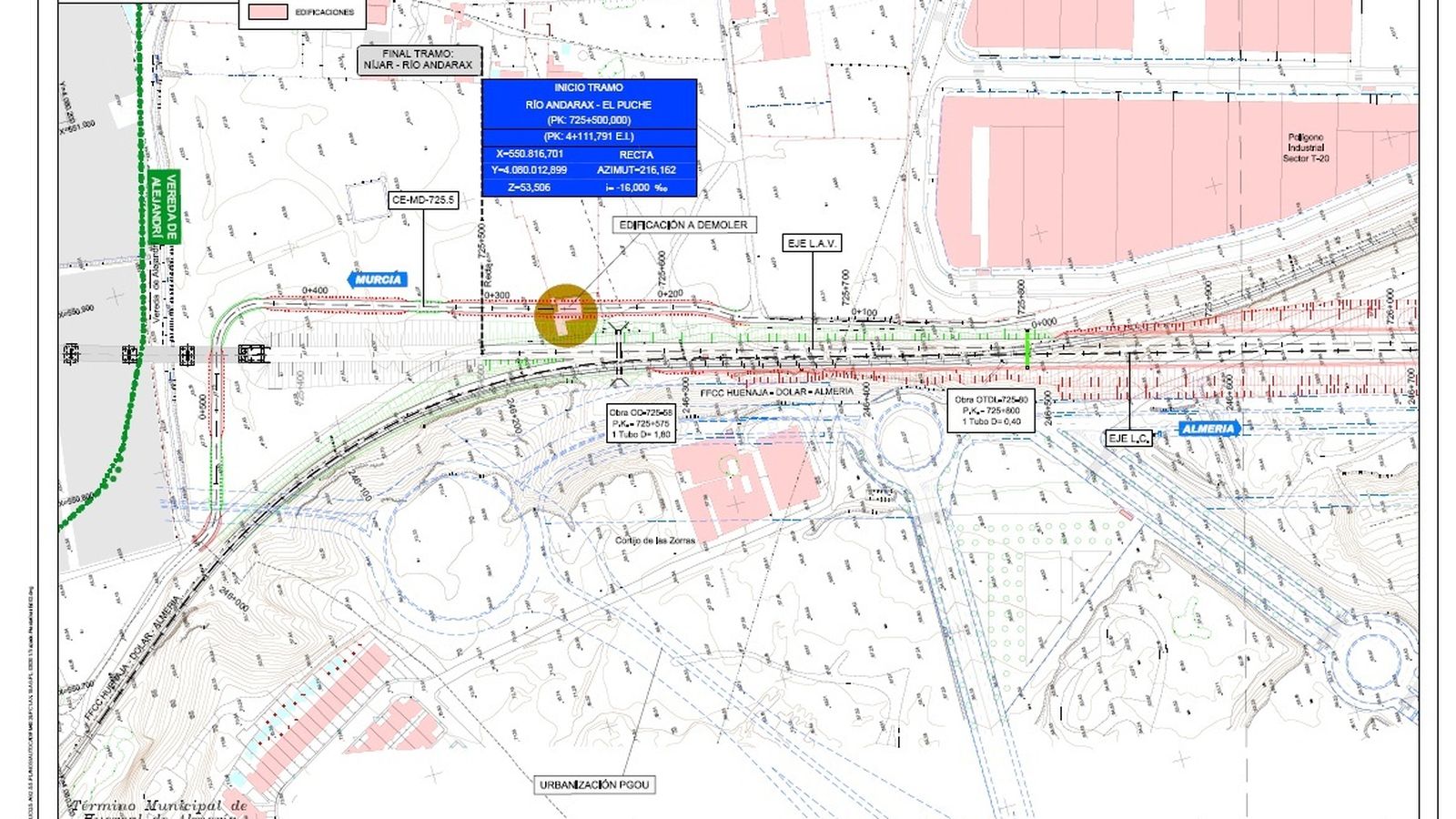 Plano del inicio del tramo Río Andarax-Puche