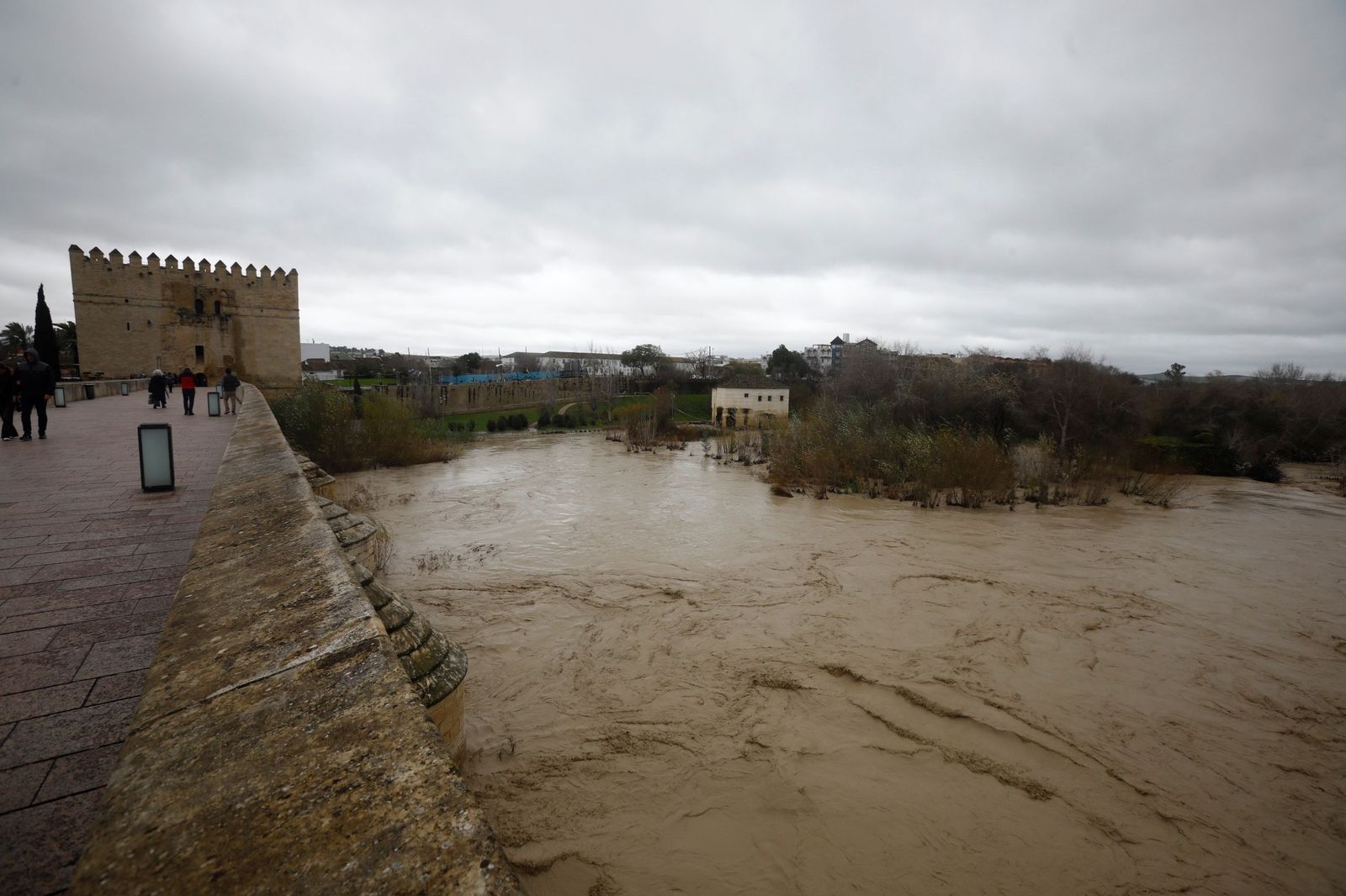 El río Guadalquivir a su paso por Córdoba tras la borrasca Kristin