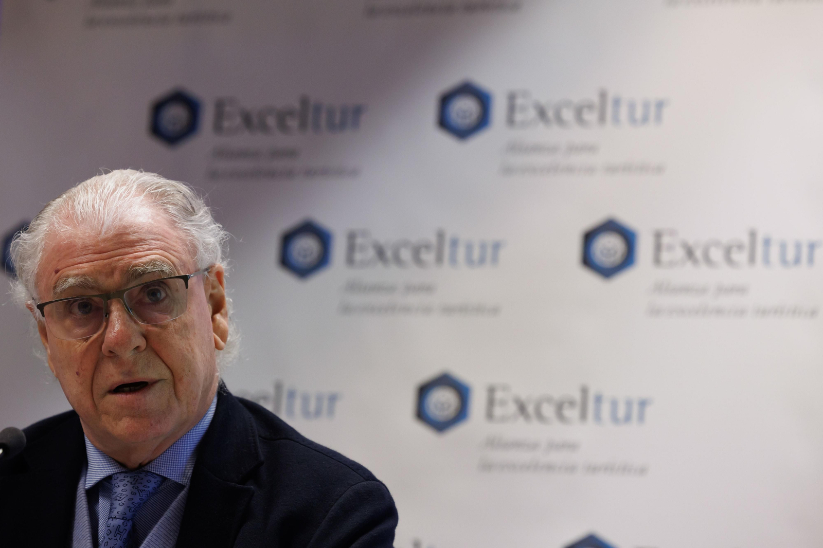 José Luis Zoreda, vicepresidente ejecutivo de Exceltur, durante la rueda de prensa este martes en Madrid