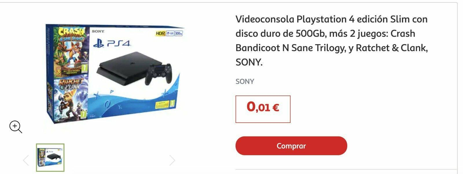 Imagen de la "oferta" de Alcampo Sevilla de la PS4 a un céntimo del usuario de Twitter Xavier Marce Vila