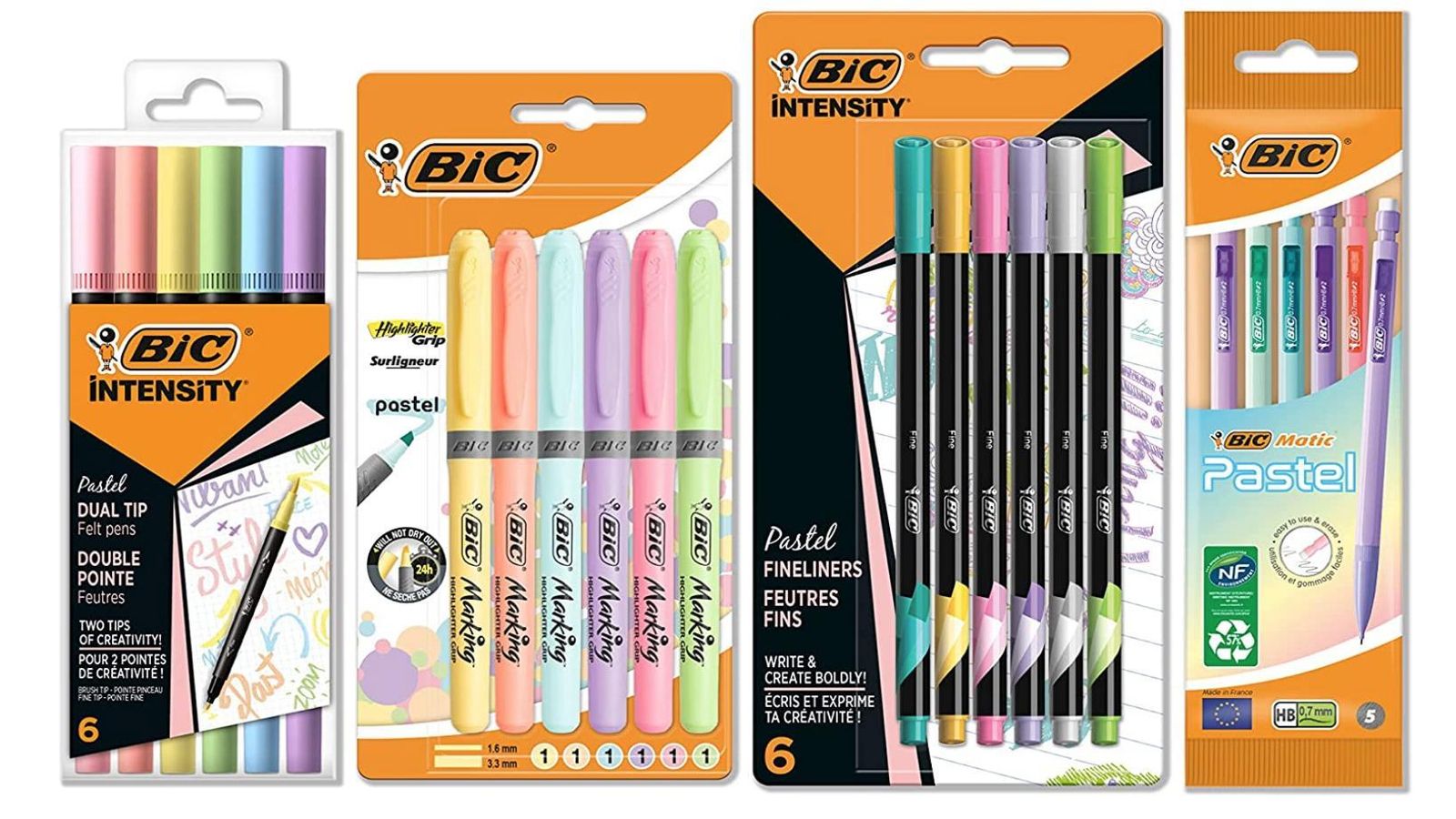 Set de rotuladores, subrayadores y portaminas pastel