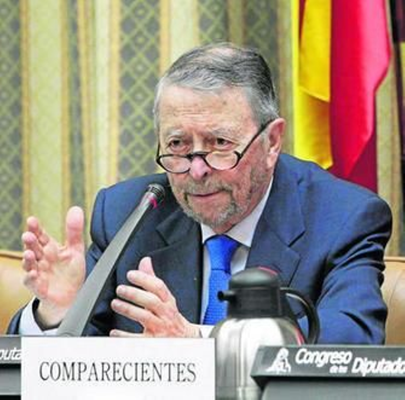 El presidente de RTVE, Alberto Oliart, en su última comparecencia.