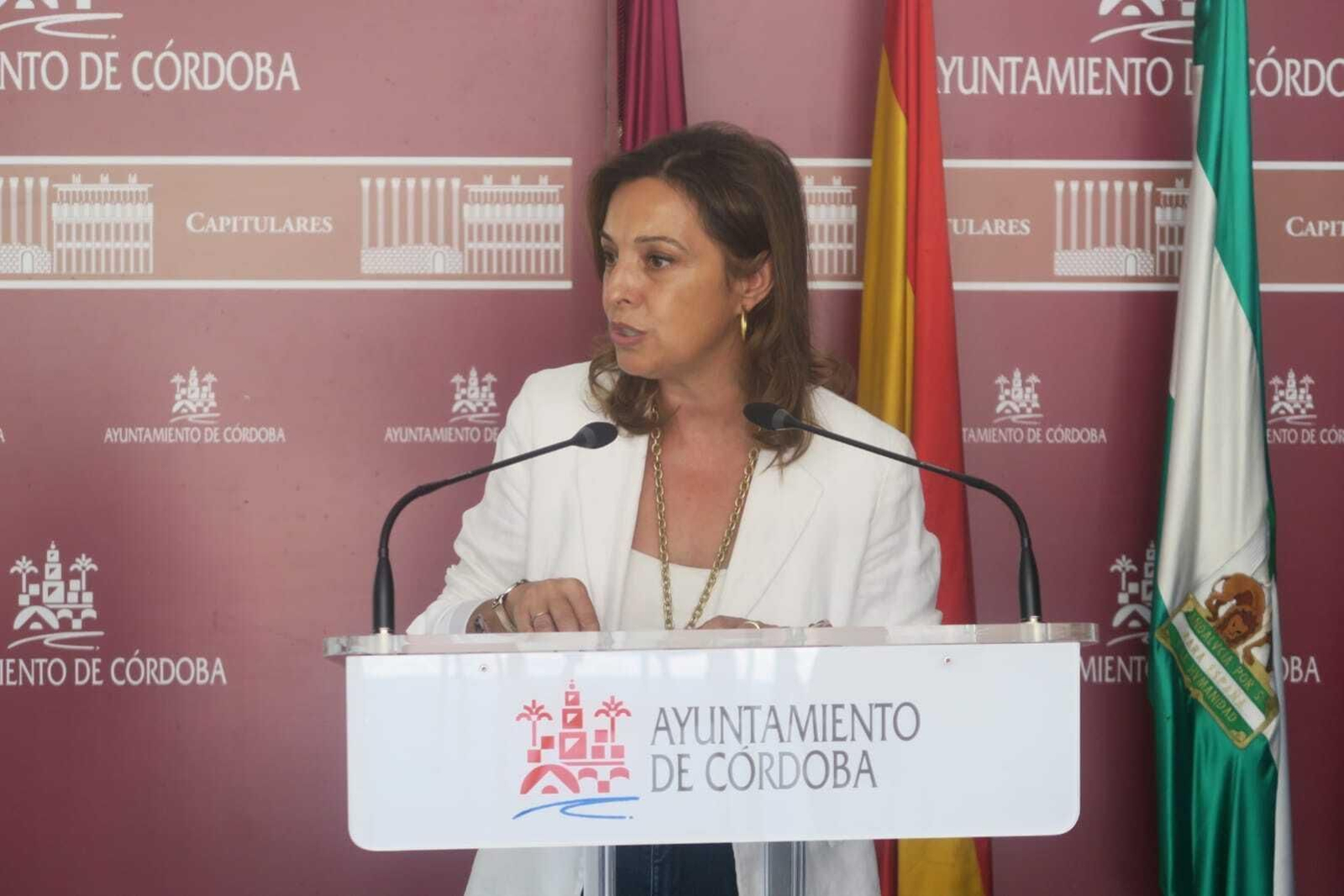 La edil del PSOE Isabel Ambrosio durante la rueda de prensa.