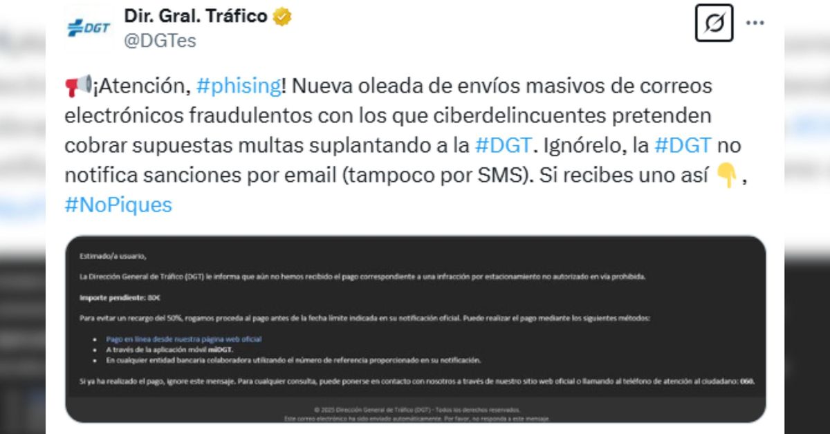 Alerta de la DGT de una nueva estafa: cuidado si recibes una multa al ...