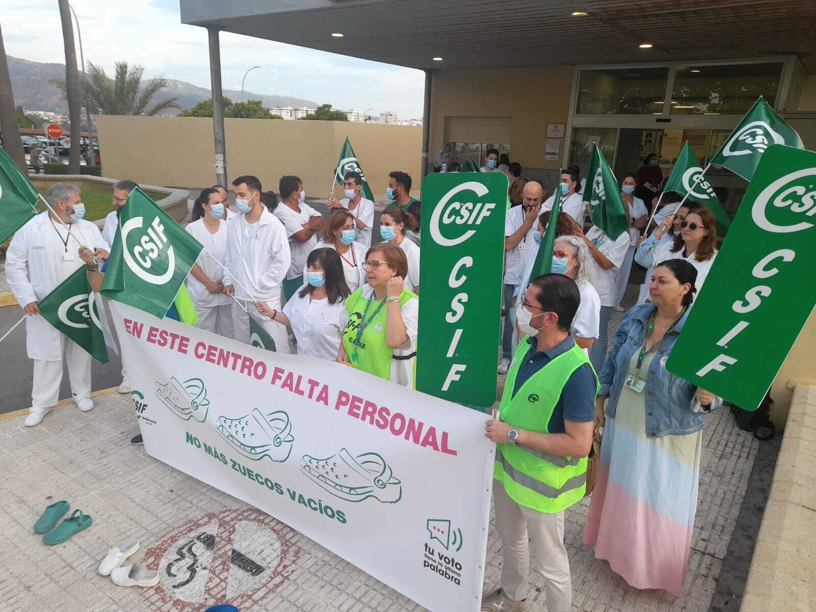 La protesta de CSIF, este jueves.