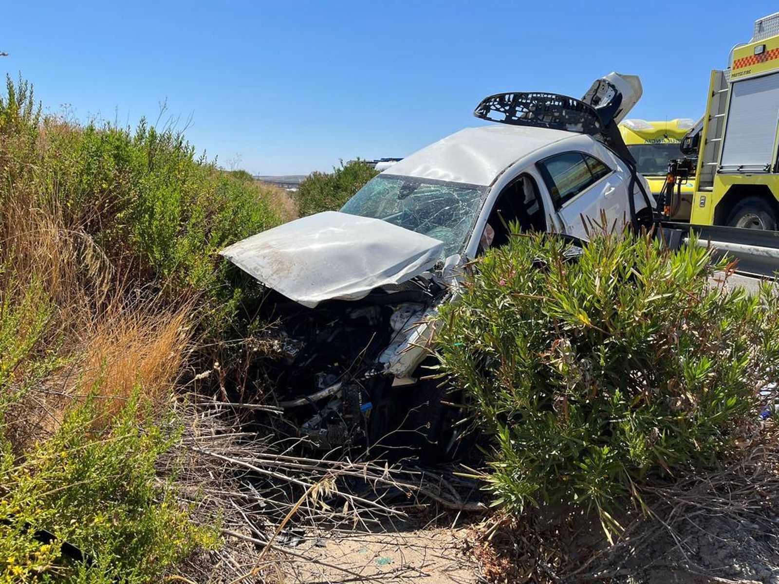 Estado en el que quedó uno de los vehículos implicados en la A-4 en Jerez