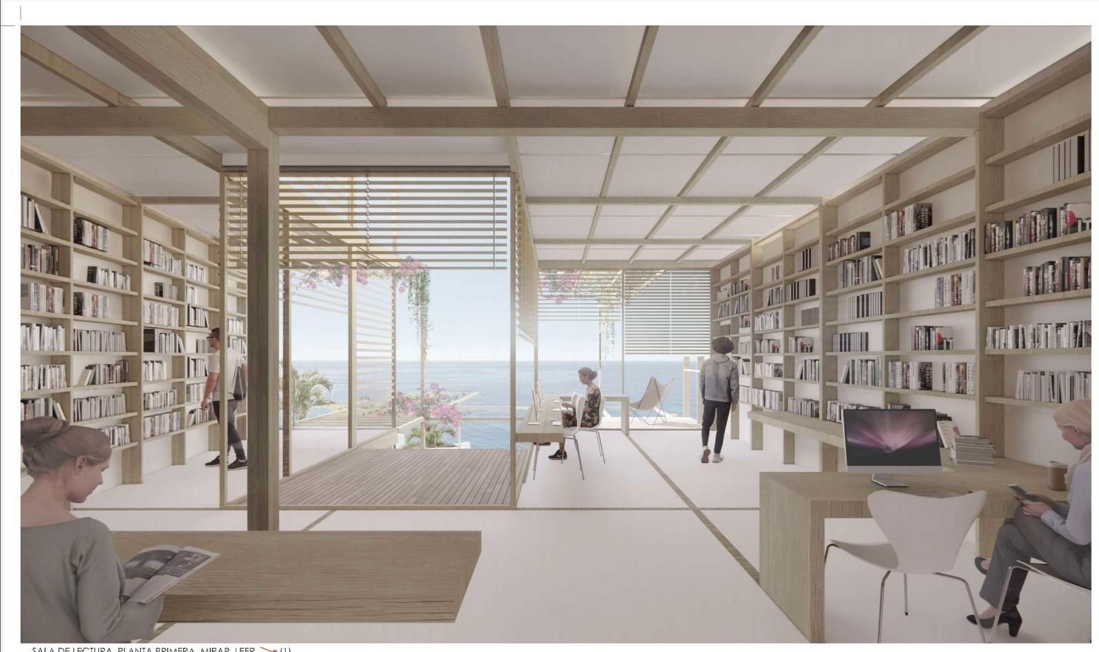 Maqueta del futuro edificio de la biblioteca municipal de Nerja próxima al Balcón de Europa.