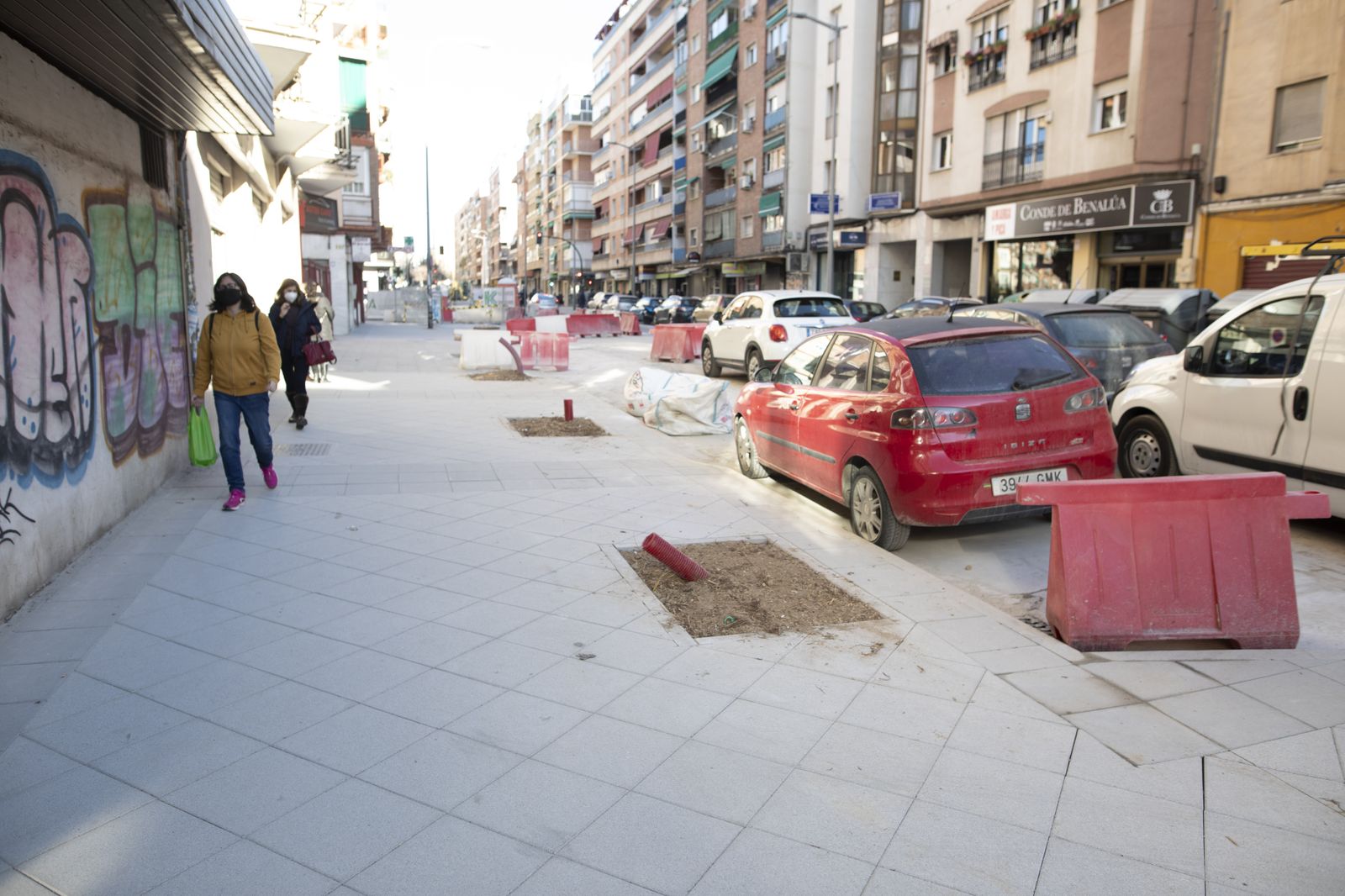 Aspecto de las obras y los espacios previstos para la plantación de árboles