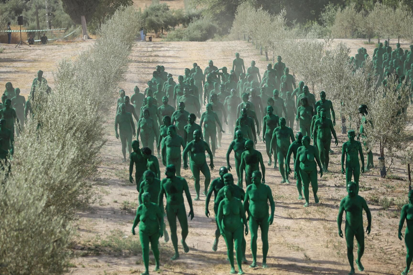 Las mejores imágenes del posado para Spencer Tunick en un olivar granadino.