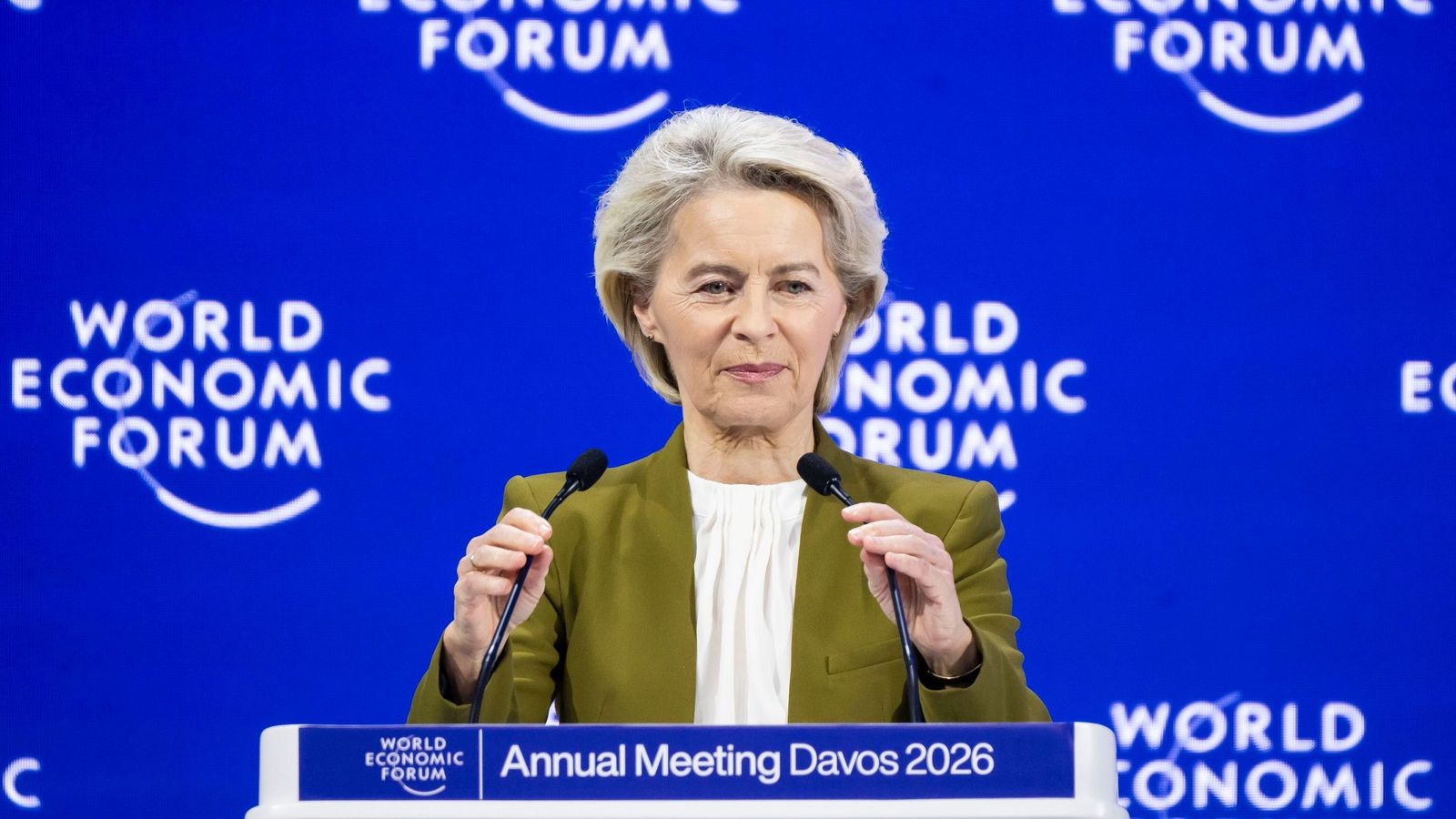 La presidenta de la Comisión Europea, Ursula von der Leyen, interviene en el Foro Económico de Davos.