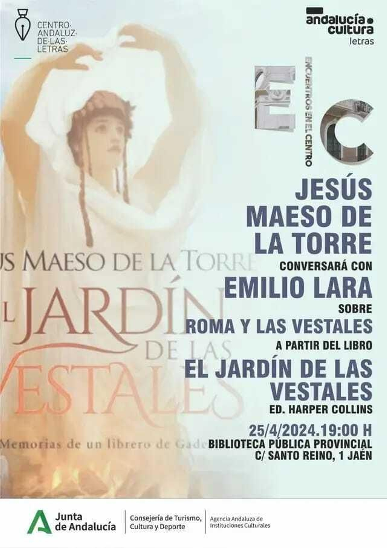 En el acto se presentará la obra 'El Jardín de las Vestales'.