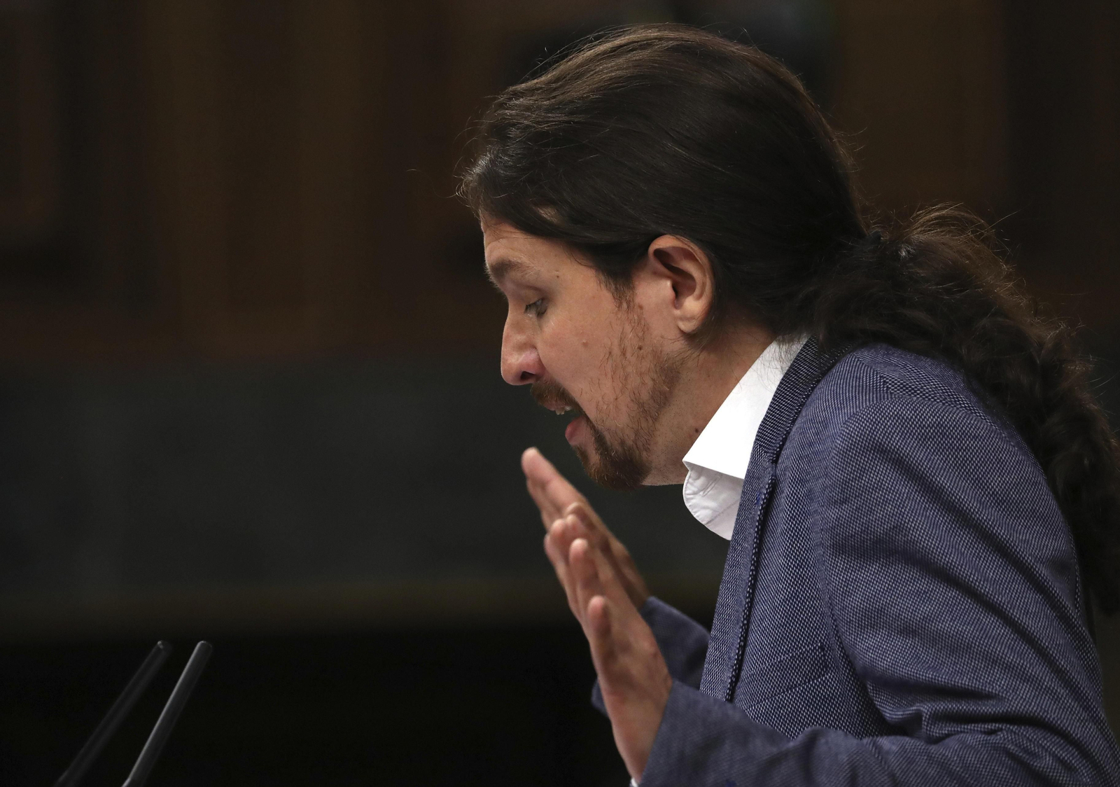 Pablo Iglesias, durante su intervención en el Congreso de los Diputados.