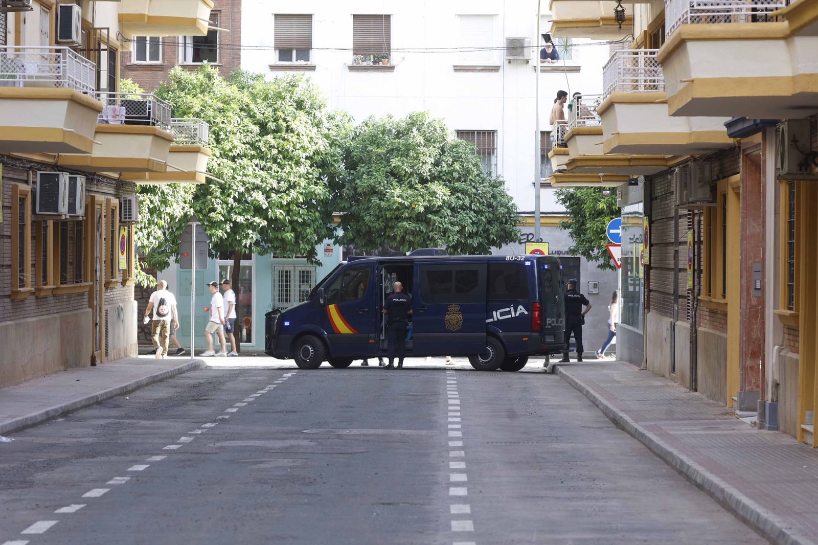 Blindaje policial en los accesos al Sánchez Pizjuan